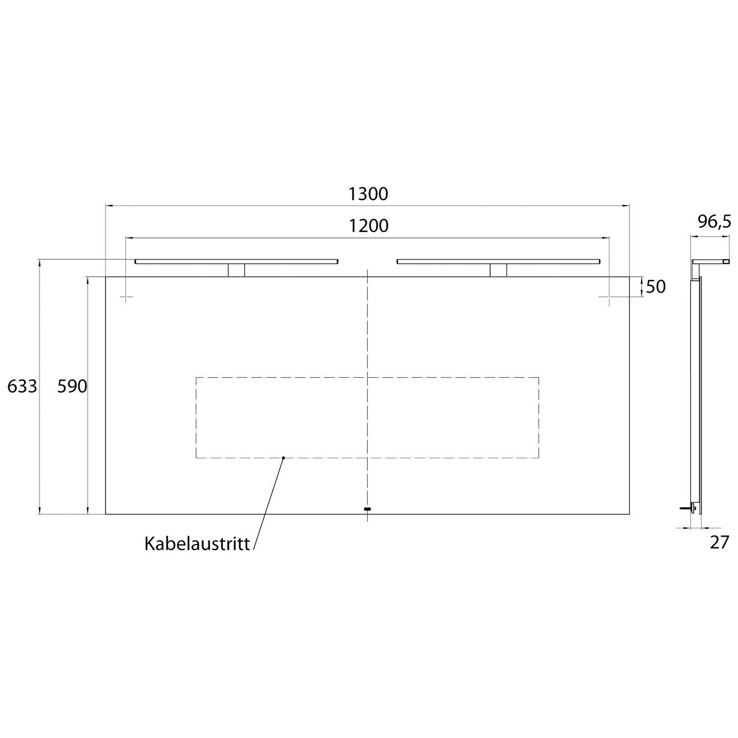 Emco Miroir lumineux LED 449600011 1300 x 590 mm, avec interrupteur Sensor 2
