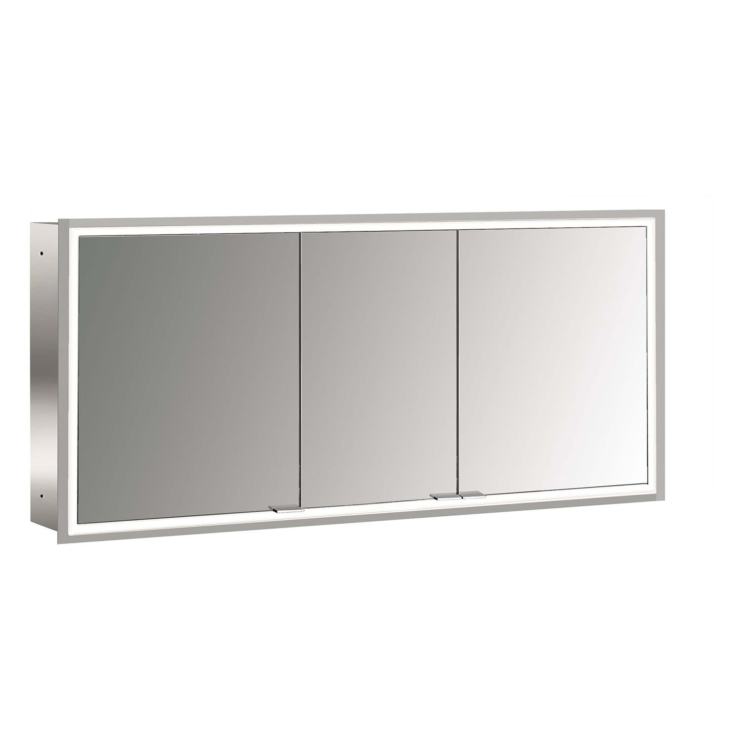 Emco Prime 949706297 Illuminated Recessed Mirror Cabinet 1400x730mm 3 Doors Aluminium/Mirror