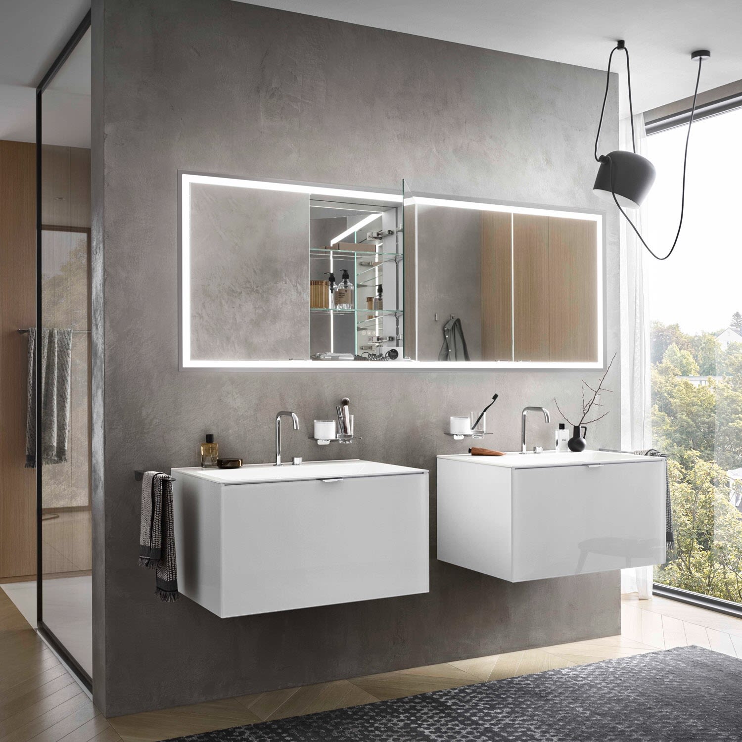 Emco Prime 949706297 Illuminated Recessed Mirror Cabinet 1400x730mm 3 Doors Aluminium/Mirror 2