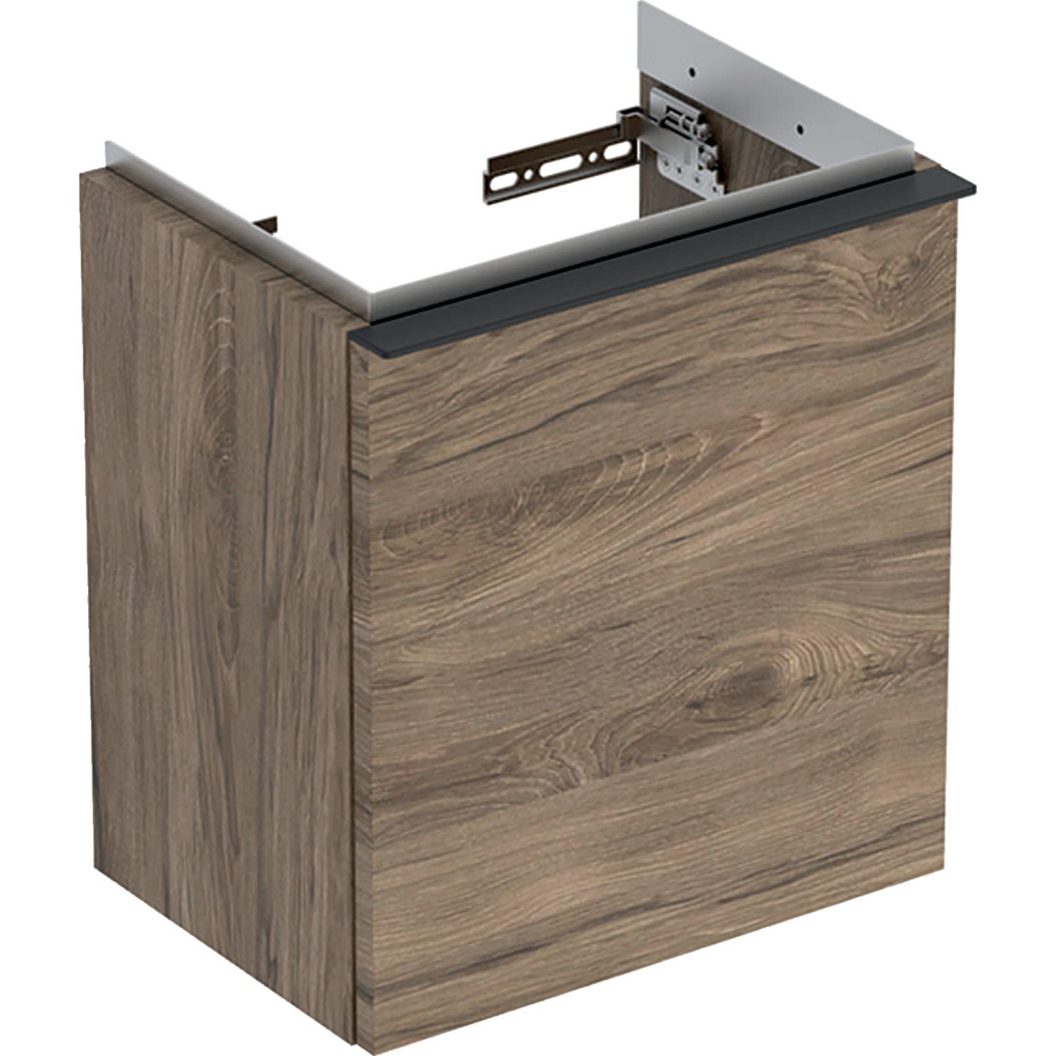 Geberit iCon lave-mains 502301JR1 37x41,5x27,9cm, porte 2000 , charnières à gauche, noyer/poignée lave mat 3