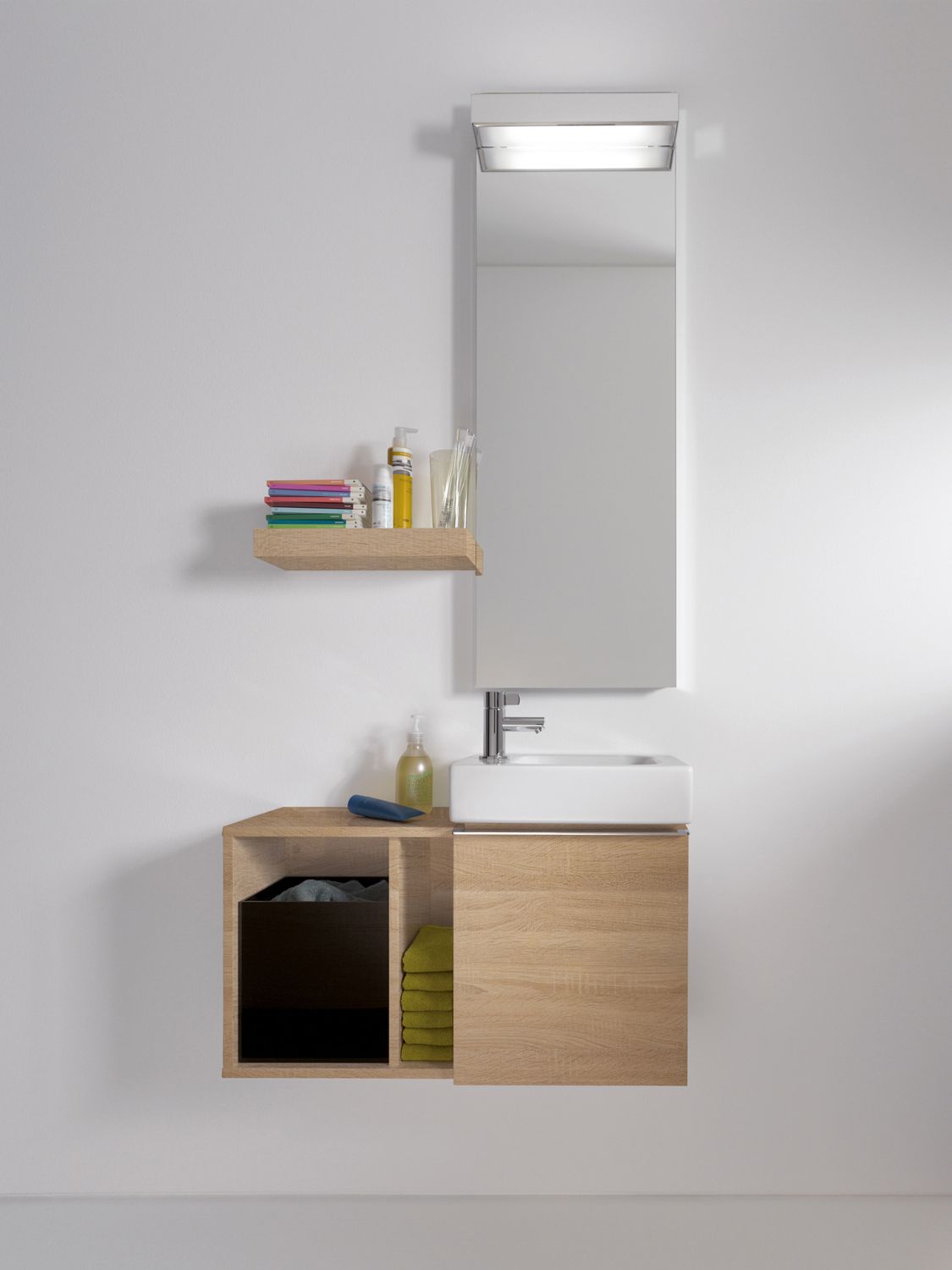 Geberit iCon lave-mains 502301JR1 37x41,5x27,9cm, porte 2000 , charnières à gauche, noyer/poignée lave mat 5