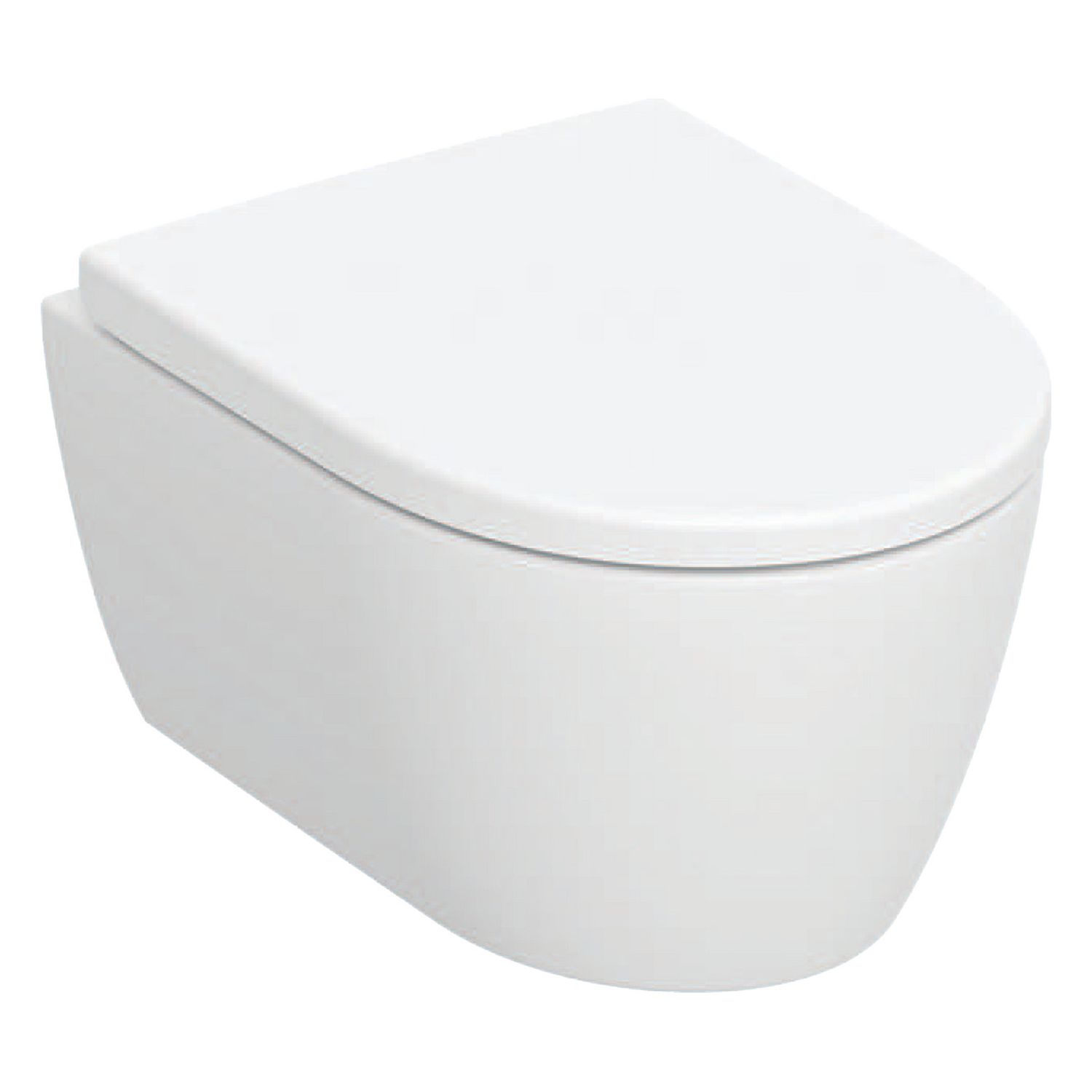 Geberit iCon Wand-WC Tiefspüler Set, verkürzte Ausladung, geschlossene Form, Rimfree, mit WC-Sitz, Badkeramik, weiß 502.381.00.1