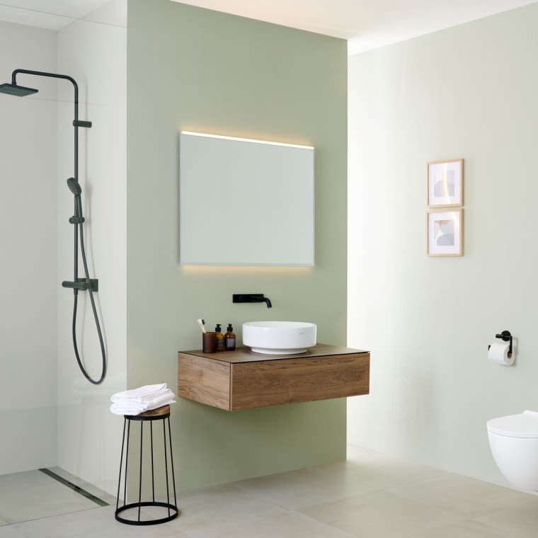 Geberit Option Plus Miroir lumineux carré 502787141 160 x 70 cm, noir mat/aluminium anodisé, éclairage direct/indirect 4