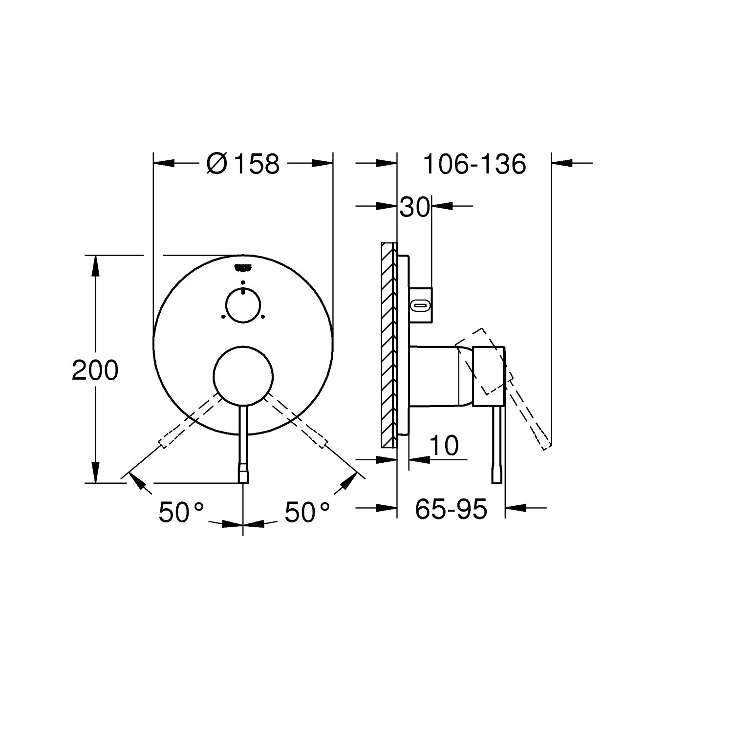 Grohe Essence Combinaison de baignoire monocommande 4 trous 25251A01 graphite dur 8