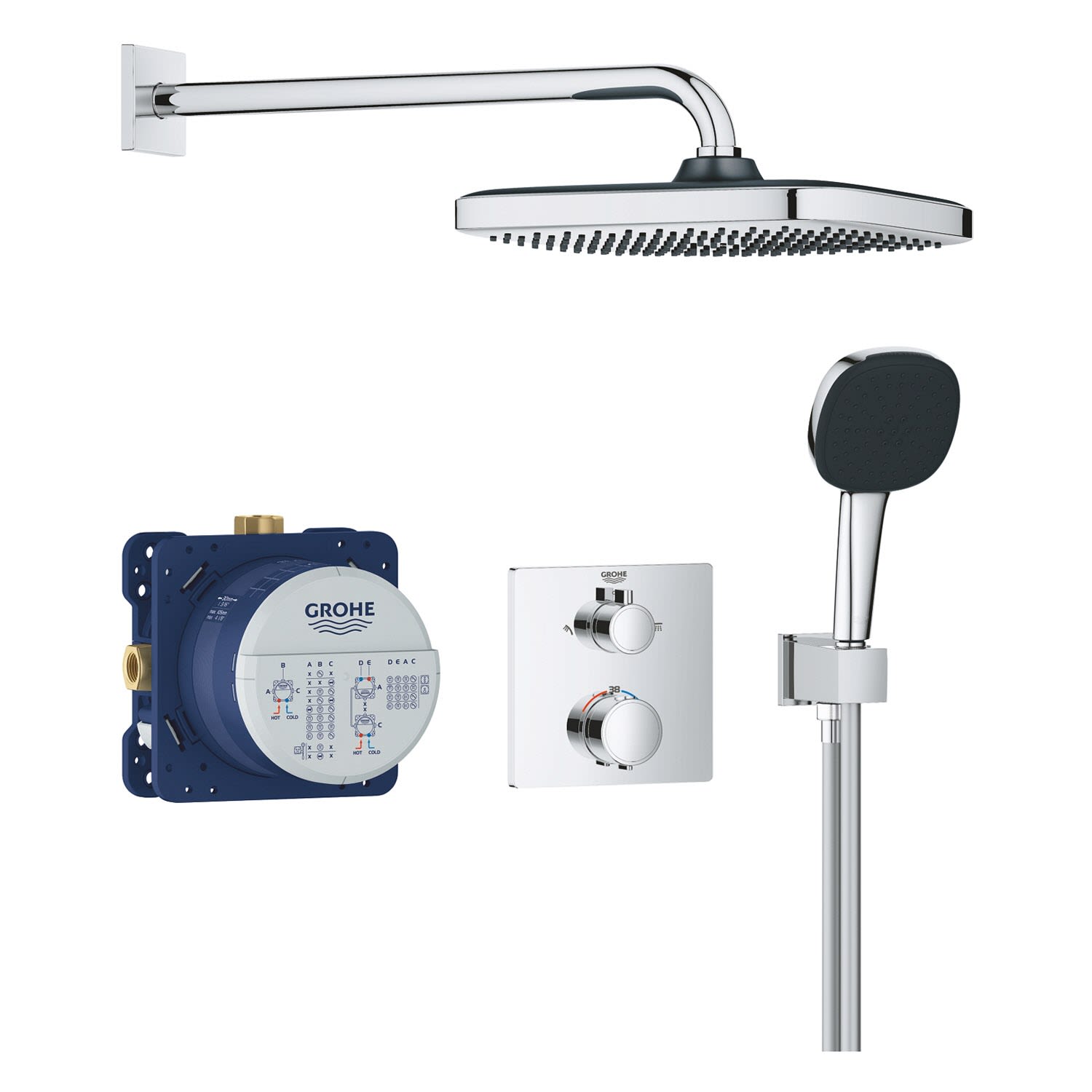 GROHE Precision Duschsystem, Unterputz, mit Vitalio Comfort 250, eckig, Badarmaturen, chrom 34882000