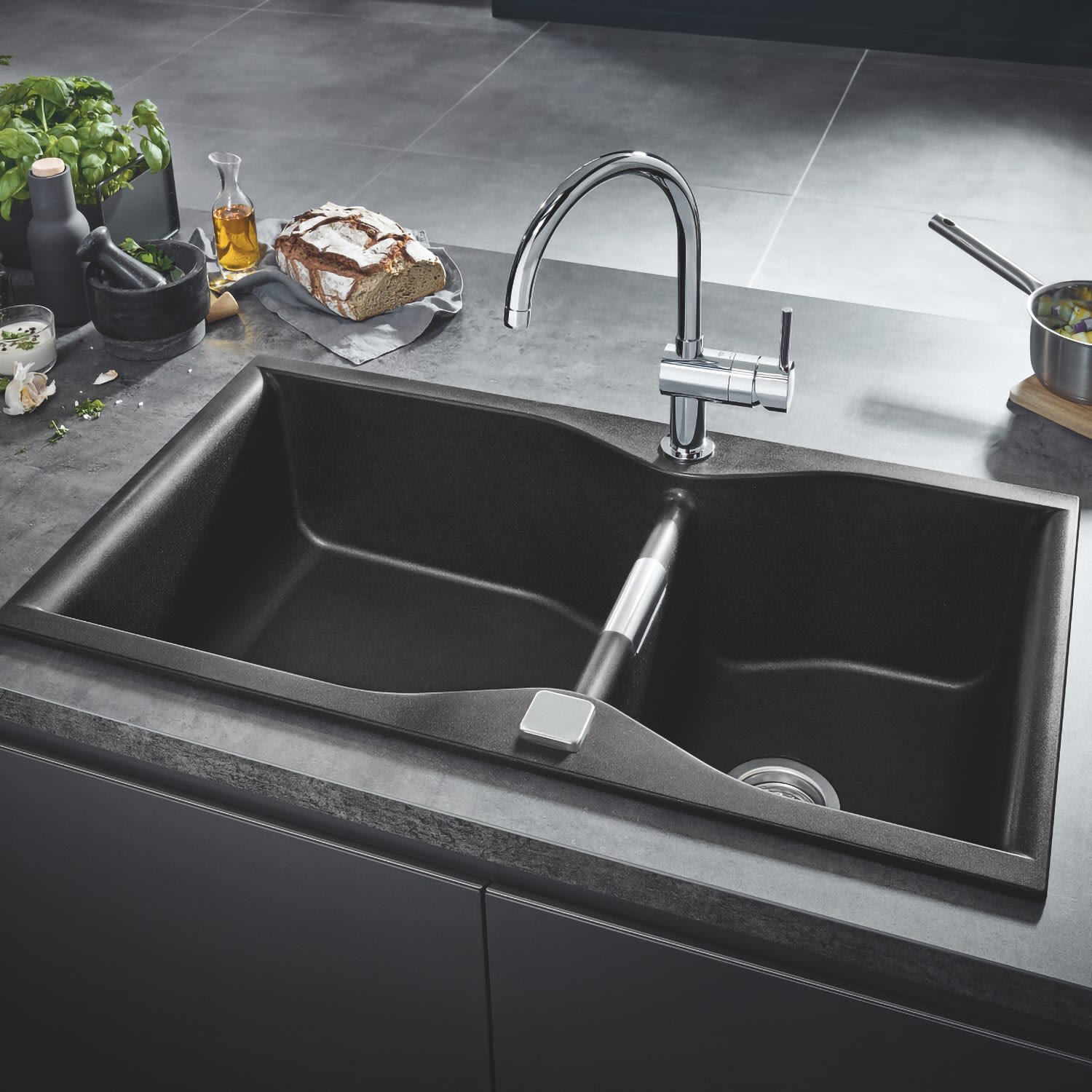 Grohe Minta mitigeur d'évier 32322002 chromé, double jet extractible, bec en U 4