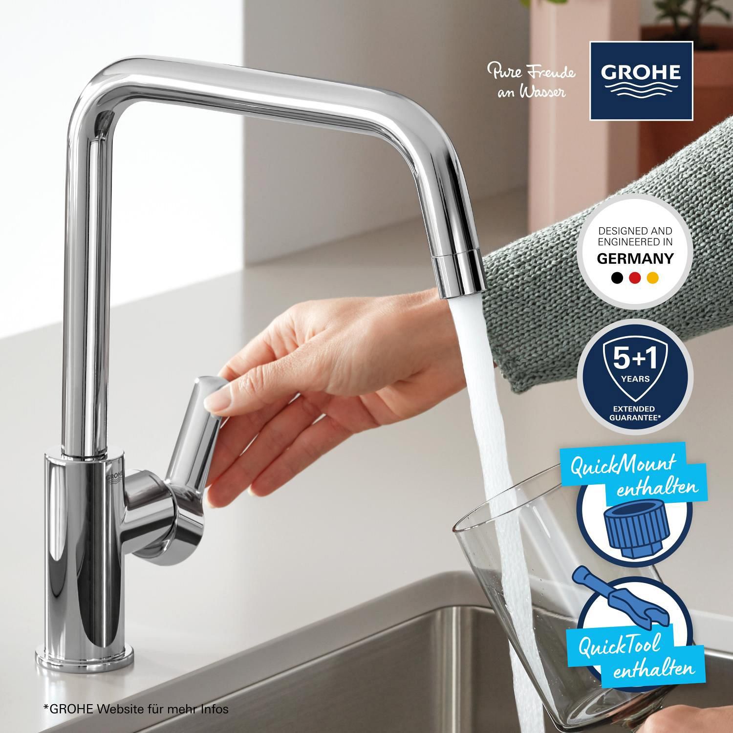 Grohe Start robinet de cuisine 30470000 chromé , bec haut pivotant 3
