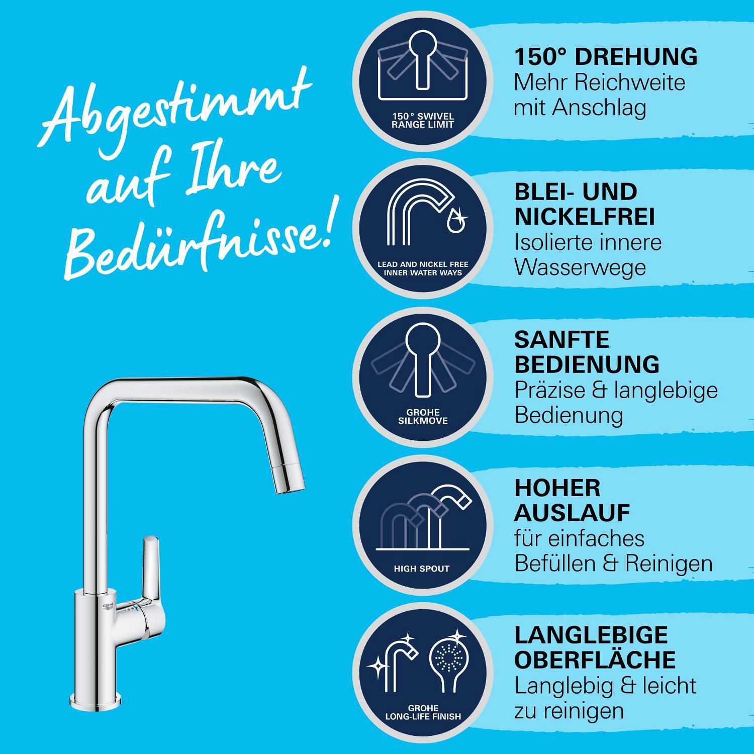 Grohe Start robinet de cuisine 30470000 chromé , bec haut pivotant 4