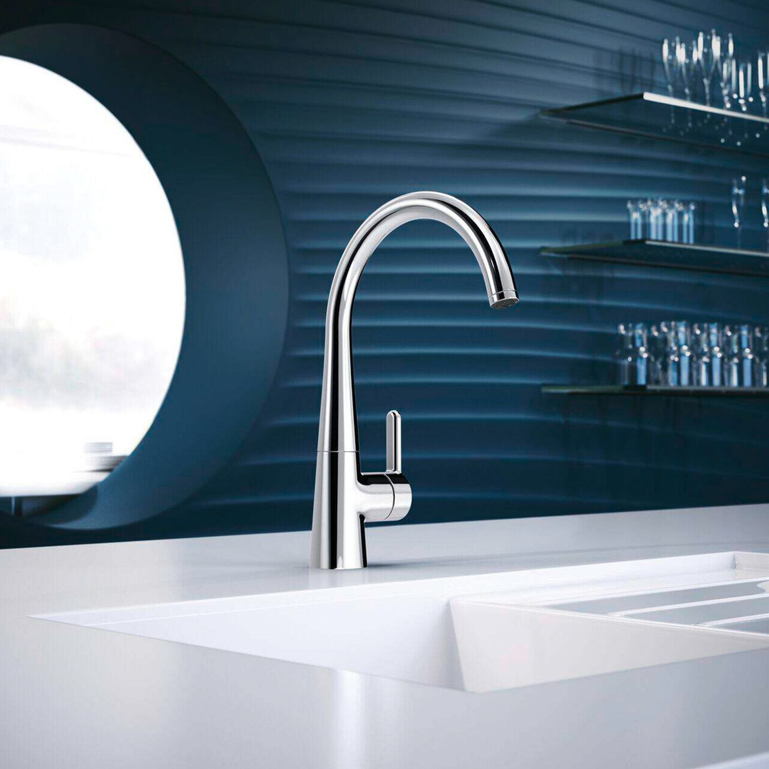 Robinet de cuisine Hansa Hansadesigno Style 51012283 côté levier, pivotante , projection 219 mm, chromé 3
