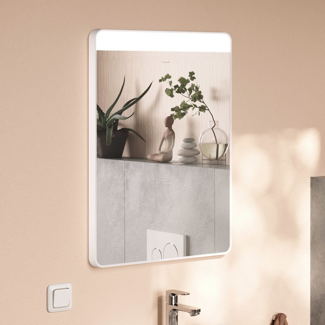 Hansgrohe Xarita Lite Q miroir 54956700 avec éclairage LED horizontal, blanc mat, L 500 x H 700 x P 30 mm, 5 W 2