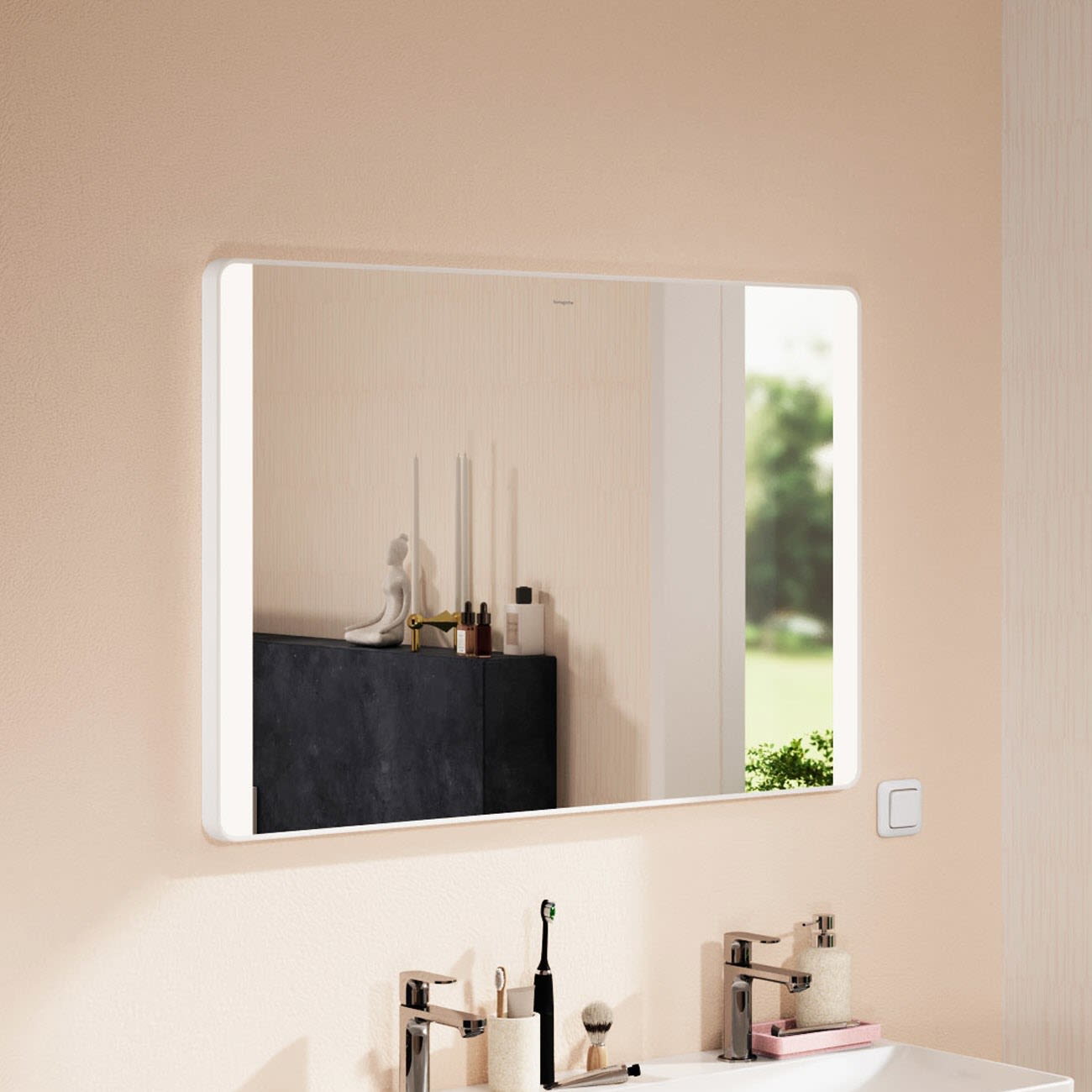 Hansgrohe Xarita Lite Q miroir 54964670 avec éclairage latéral LED, noir mat, L 1000 x H 700 x P 30 mm, 14 W 4