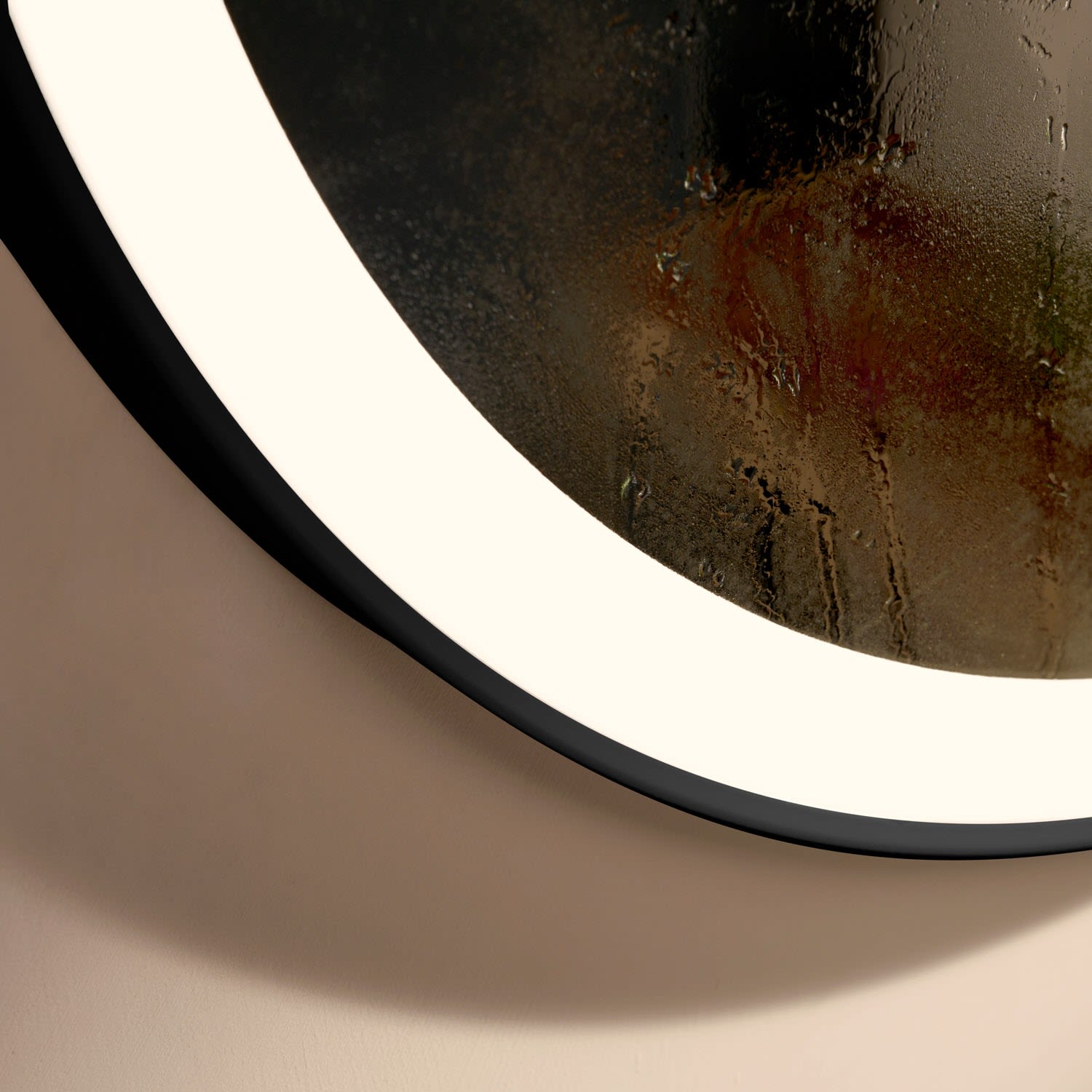 Hansgrohe Xarita Lite Q miroir 54966670 avec éclairage LED rond, noir mat, L 700 x H 700 x P 30 mm, 20 W 3