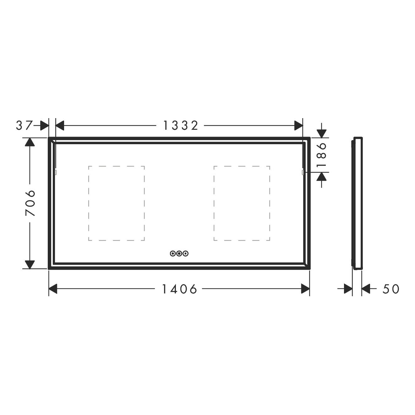 Hansgrohe Xarita Spiegel 54984700 mit kapazitiven Berührungssensor, 1400 x 700 x 50 mm, mattweiß 5