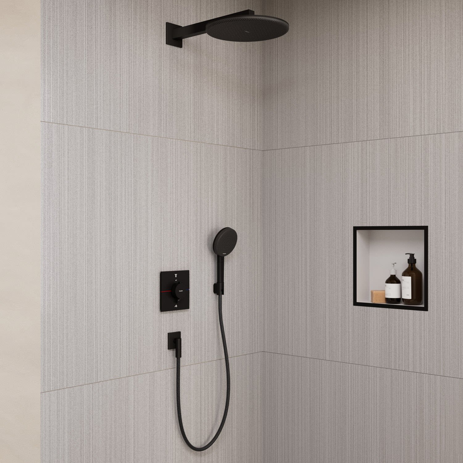 hansgrohe Raindance Alive S 300 1 jet Duschsystem, Kopfbrause rund, Badarmaturen, mattschwarz 24630670