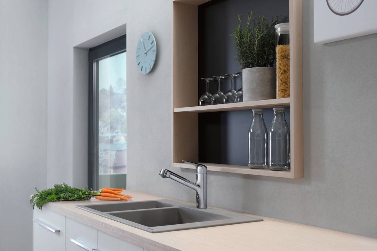 Hansgrohe Focus M42 180 mitigeur de cuisine 2jets 71801000 avec douchette extractible, plage de rotation 360°, chromé 3
