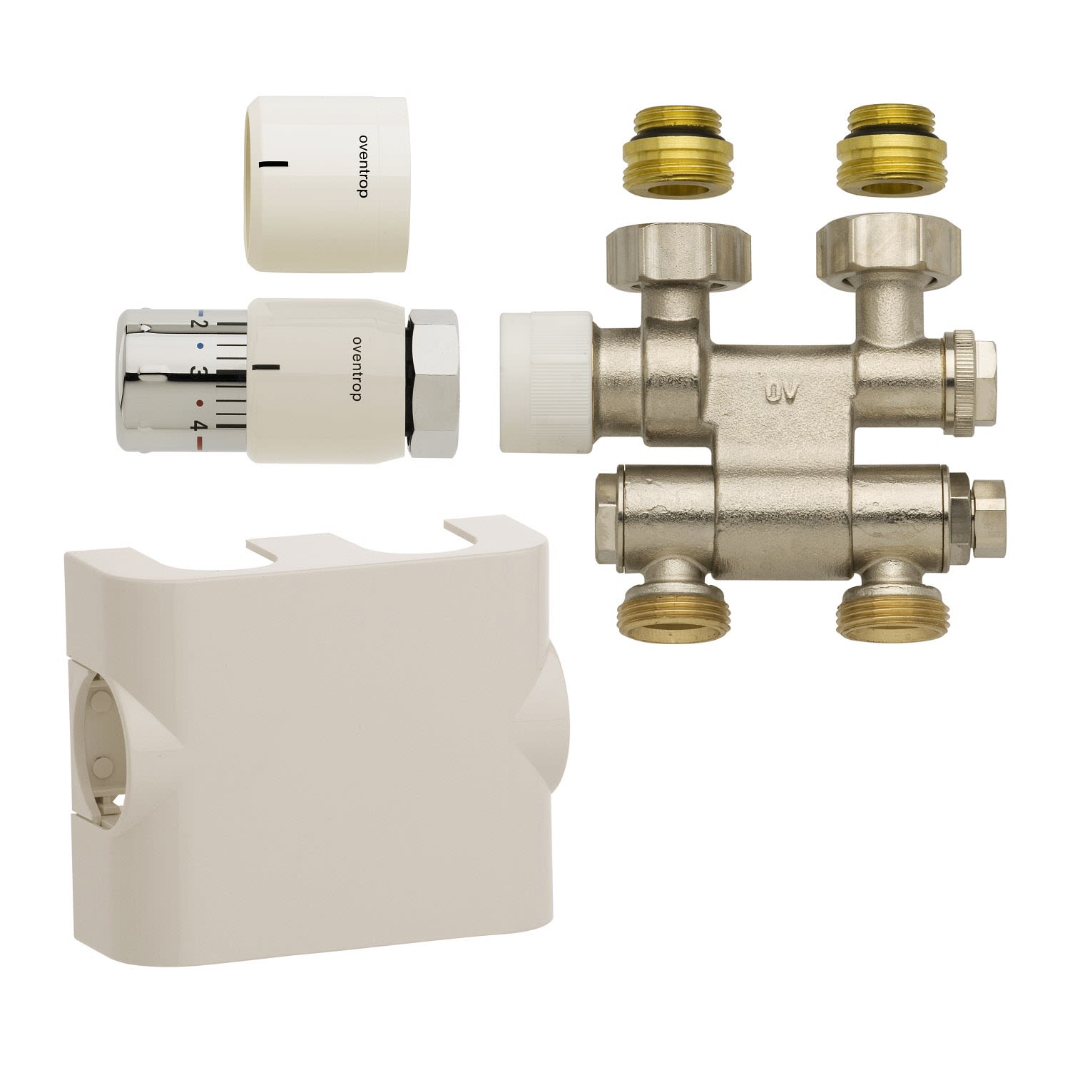 Megabad Profi Collection Megabad Oventrop Anschlussset Multiblock TF UNI SH weiss für Mittelanschluss D054.AMWEISS, Heizung, weiß