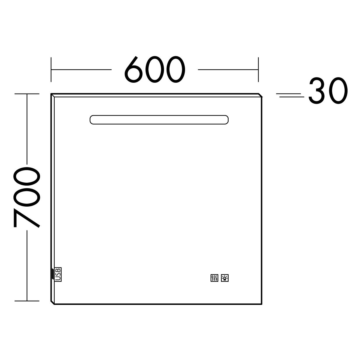 burgbad Fiumo Badspiegel mit horizontaler LED-Beleuchtung 60 x 70 cm 4