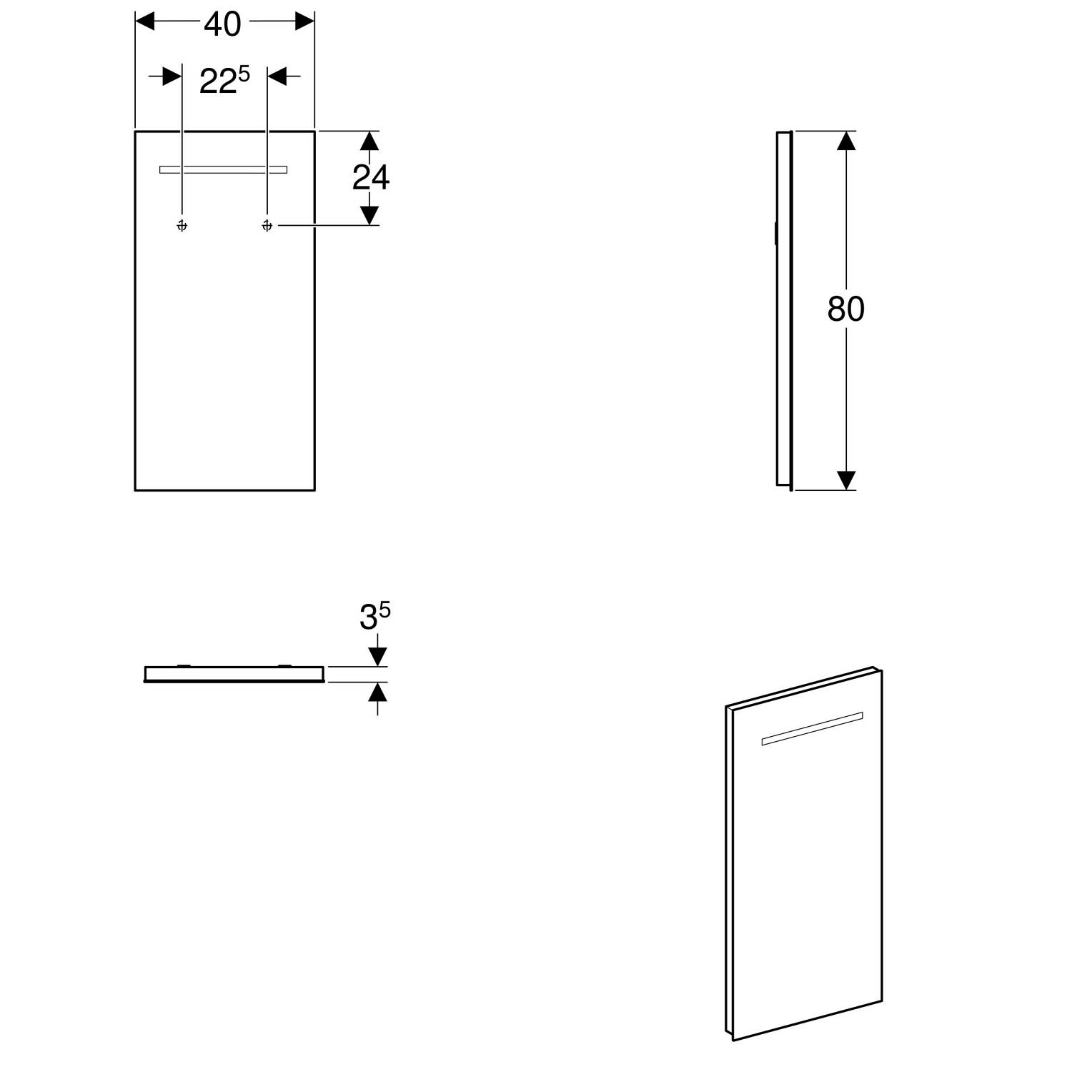 Geberit Renova Miroir lumineux compact Y862340000 40 x 80 x 3,5 cm 4