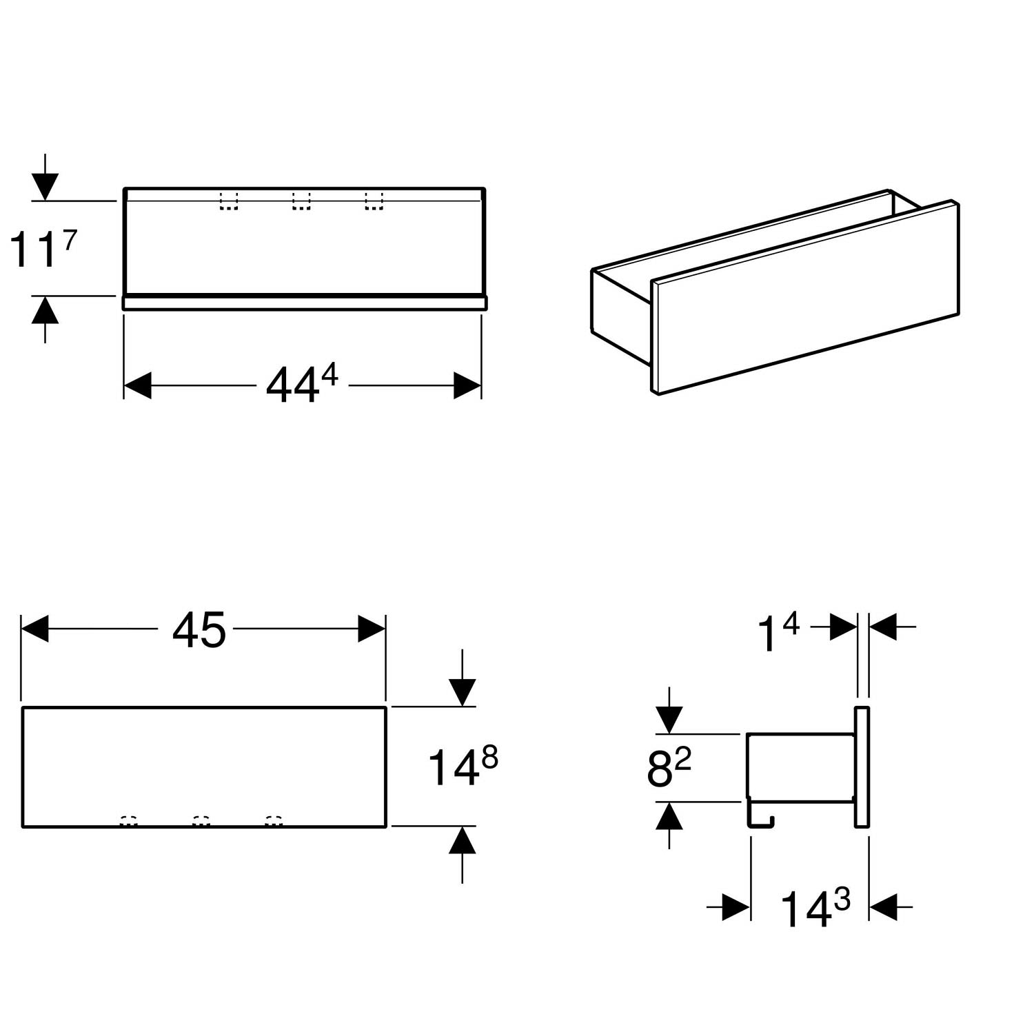 Geberit Smyle Étagère Carrée Blanc 45x14.8x14.3cm 3