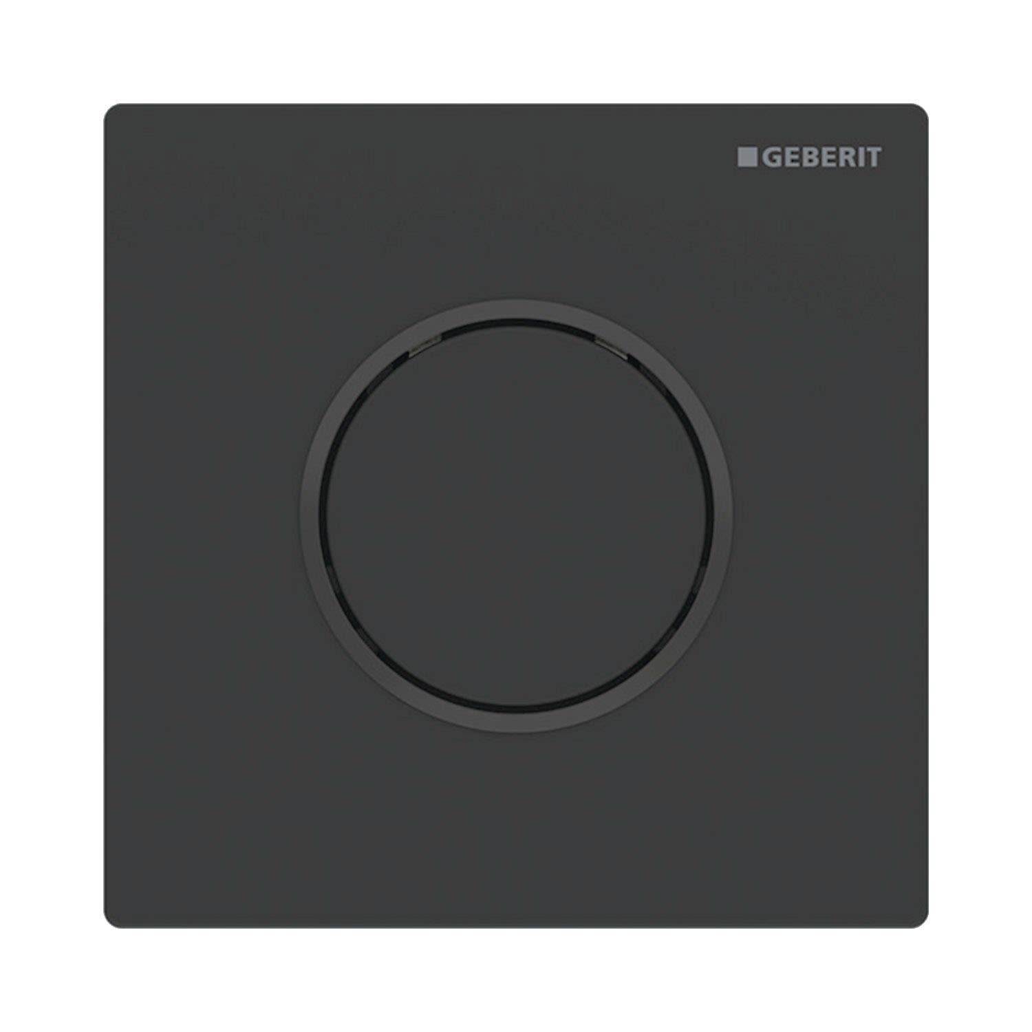 Geberit Urinalsteuerung mit pneumatischer Spülauslösung, Typ 10 Betätigungsplatte, Montagezubehör, schwarz matt/schwarz 116.015.16.1
