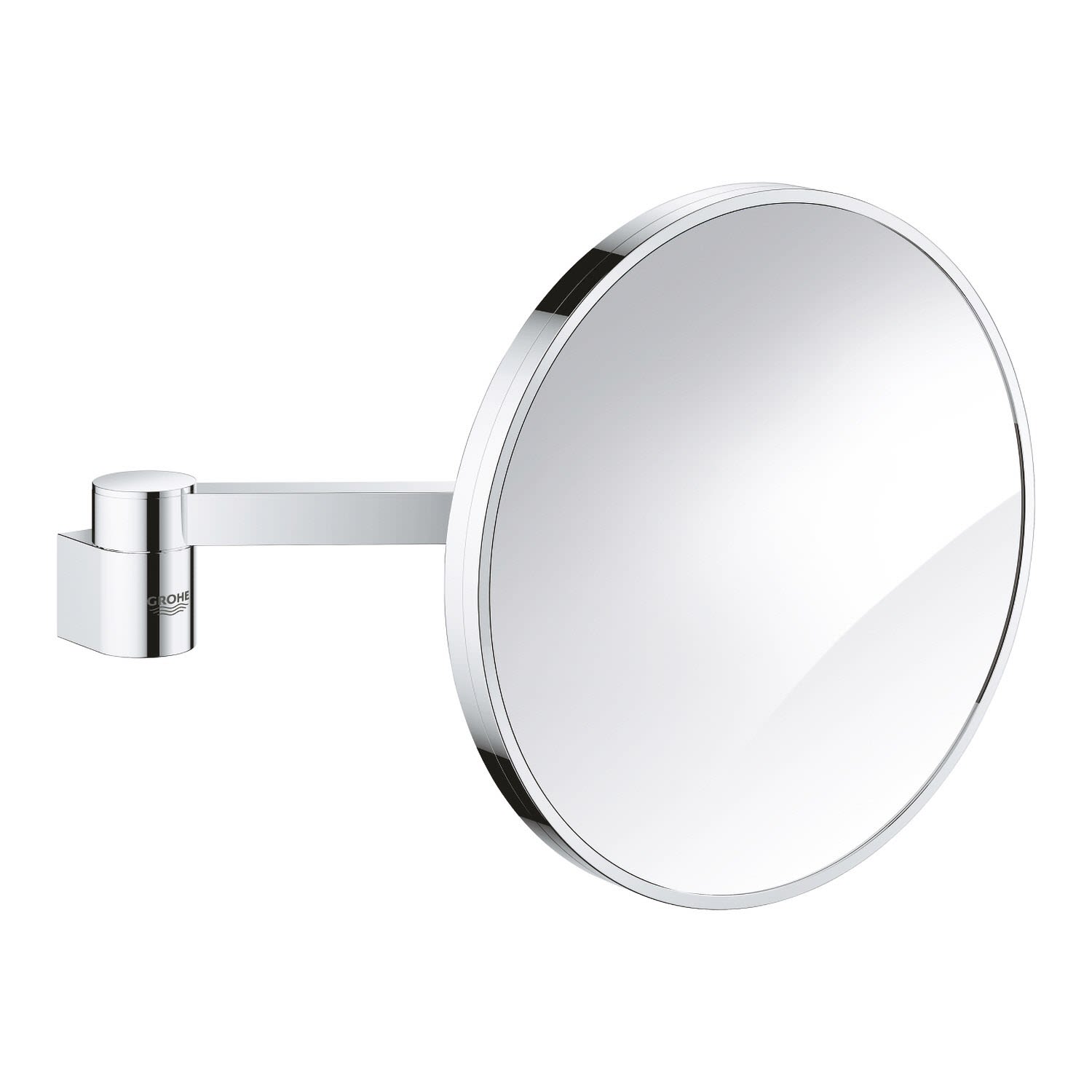 Miroir cosmétique Grohe Selection 41077GL0, grossissement x7, fixation murale, sans éclairage, effet soleil levant. 10