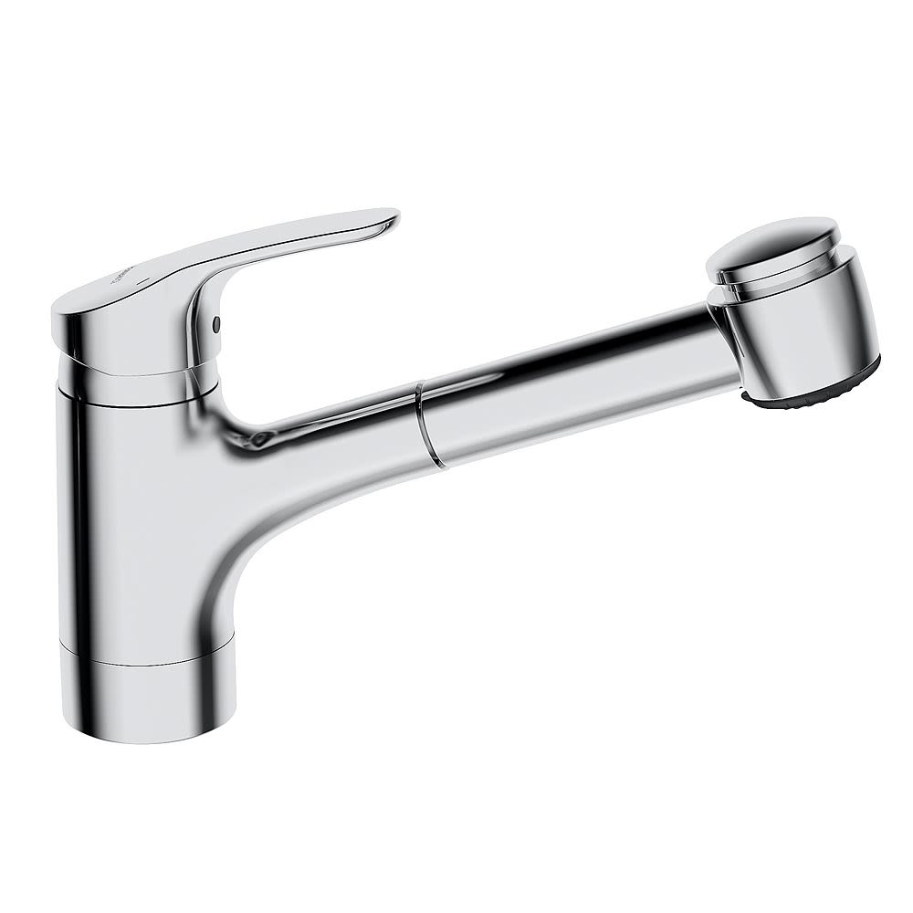 Hansa HANSAMIX Spültisch-Einhand-Einlochbatterie mit Geschirrbrause herausziehbar, Küchenarmaturen, chrom 01382283