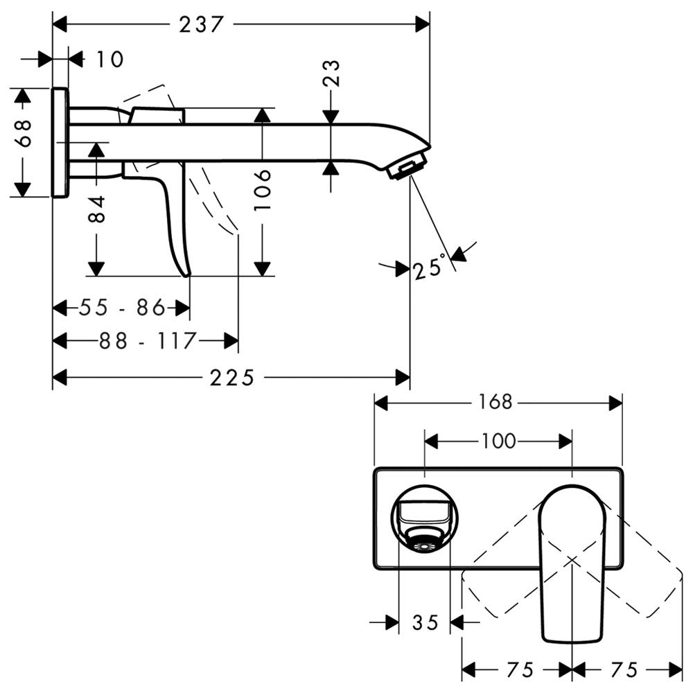 Hansgrohe Metris 260 raccord pour lavabo 31082000 chrome, pour lavabos, avec garniture d'écoulement 3