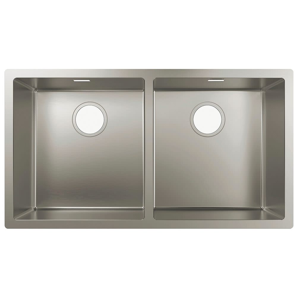 Hansgrohe S719-U765 évier sous plan 43430800 acier inoxydable, 370x370mm, 2 piscines principales 2
