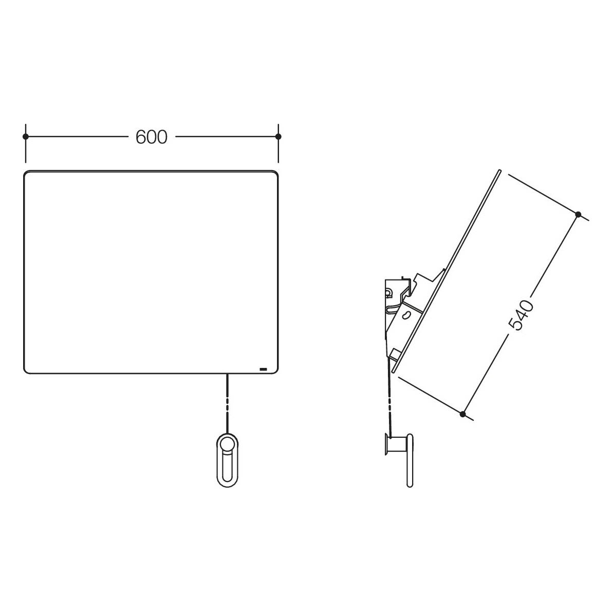 HEWI Serie 801 Inclinable Mirror with Cable Deviation 600x540x6 mm Pure White 2