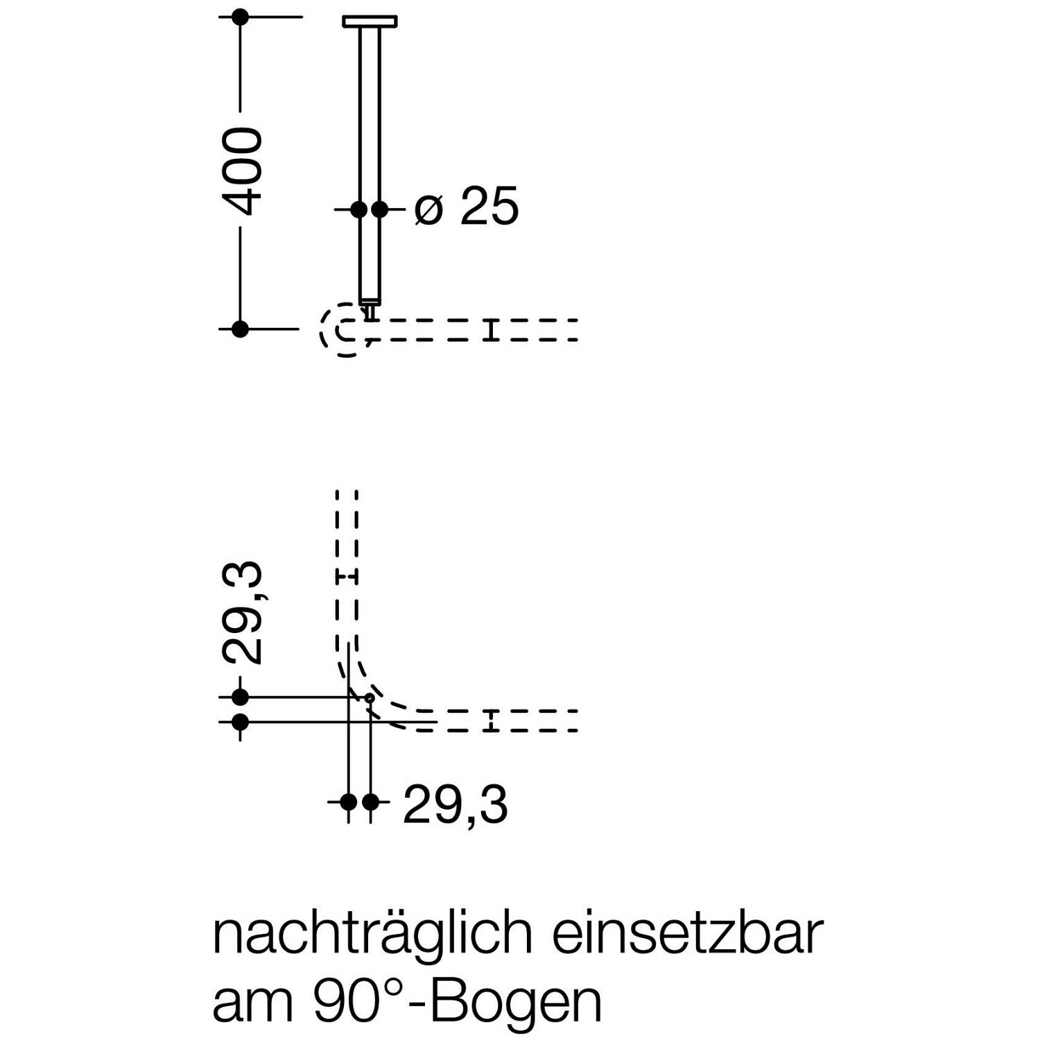 Hewi System 900 suspension au plafond 900.34.00160DX A = 400 mm, Inox poudrage blanc foncé mat 3