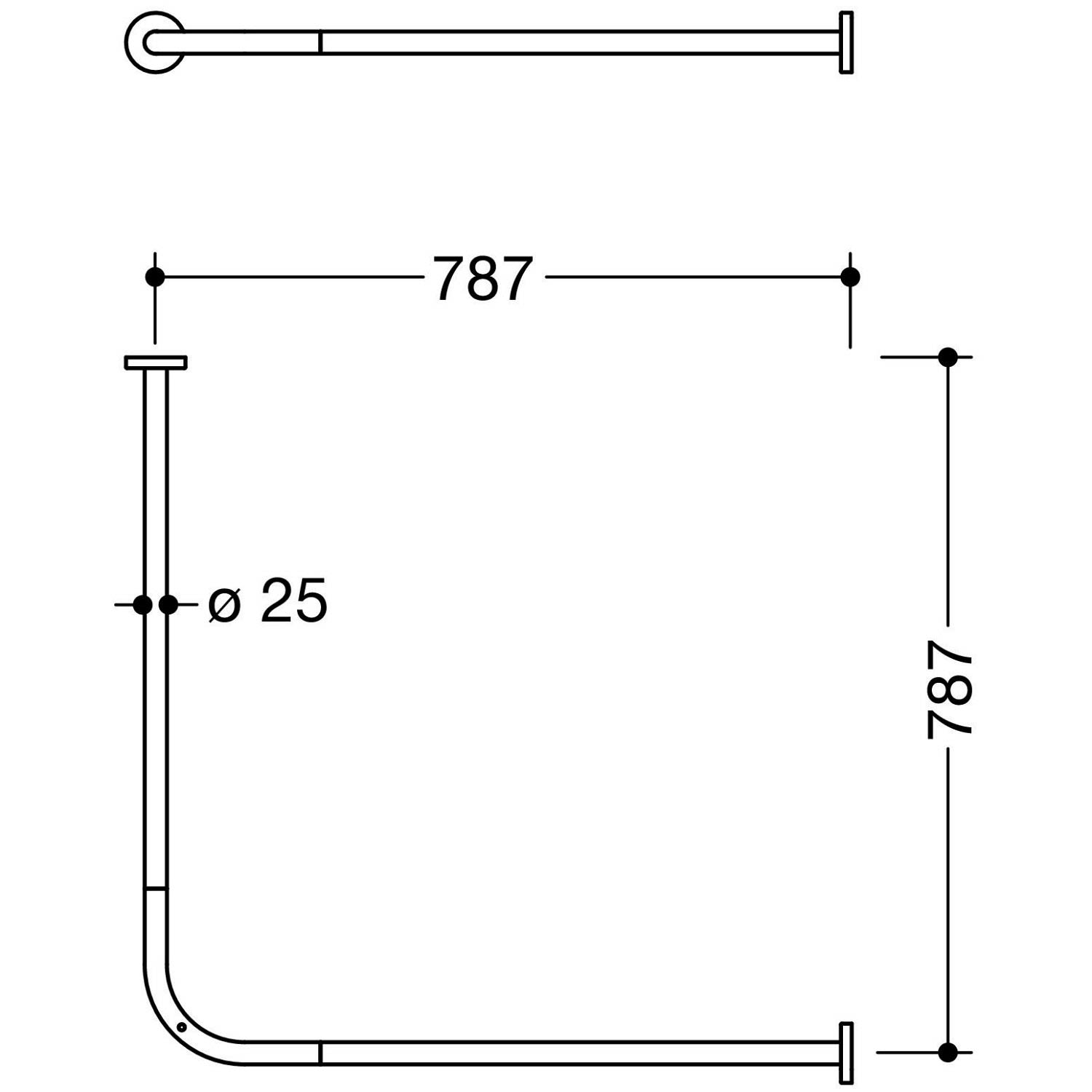 Hewi System 900 rideaux match0 900.34.10040 787 x 787 mm, 16 anneaux de rideau, Inox chrome 3