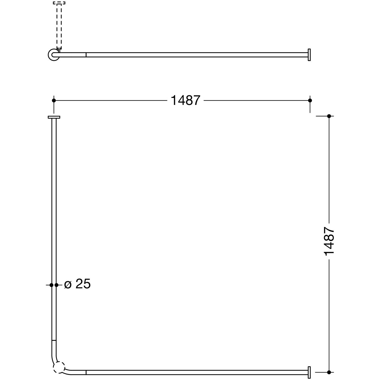 Hewi System 900 rideaux match0 900.34.10440 1487 x 1487 mm, 28 anneaux de rideau, Inox chrome 3