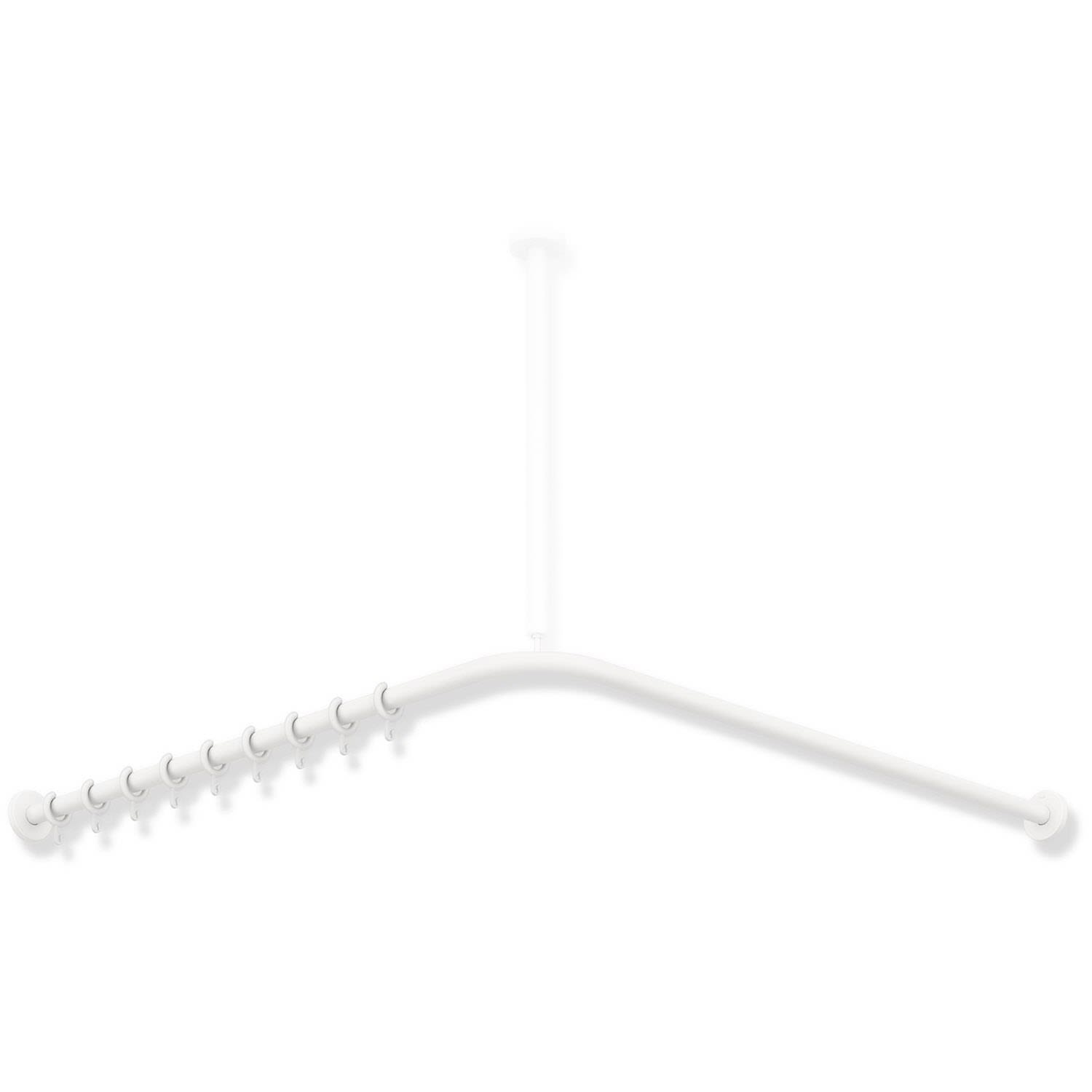 Hewi System 900 rideaux match0 900.34.10260DX 987 x 987 mm, 20 anneaux de rideaux, Inox enduit de poudre blanc foncé mat 2