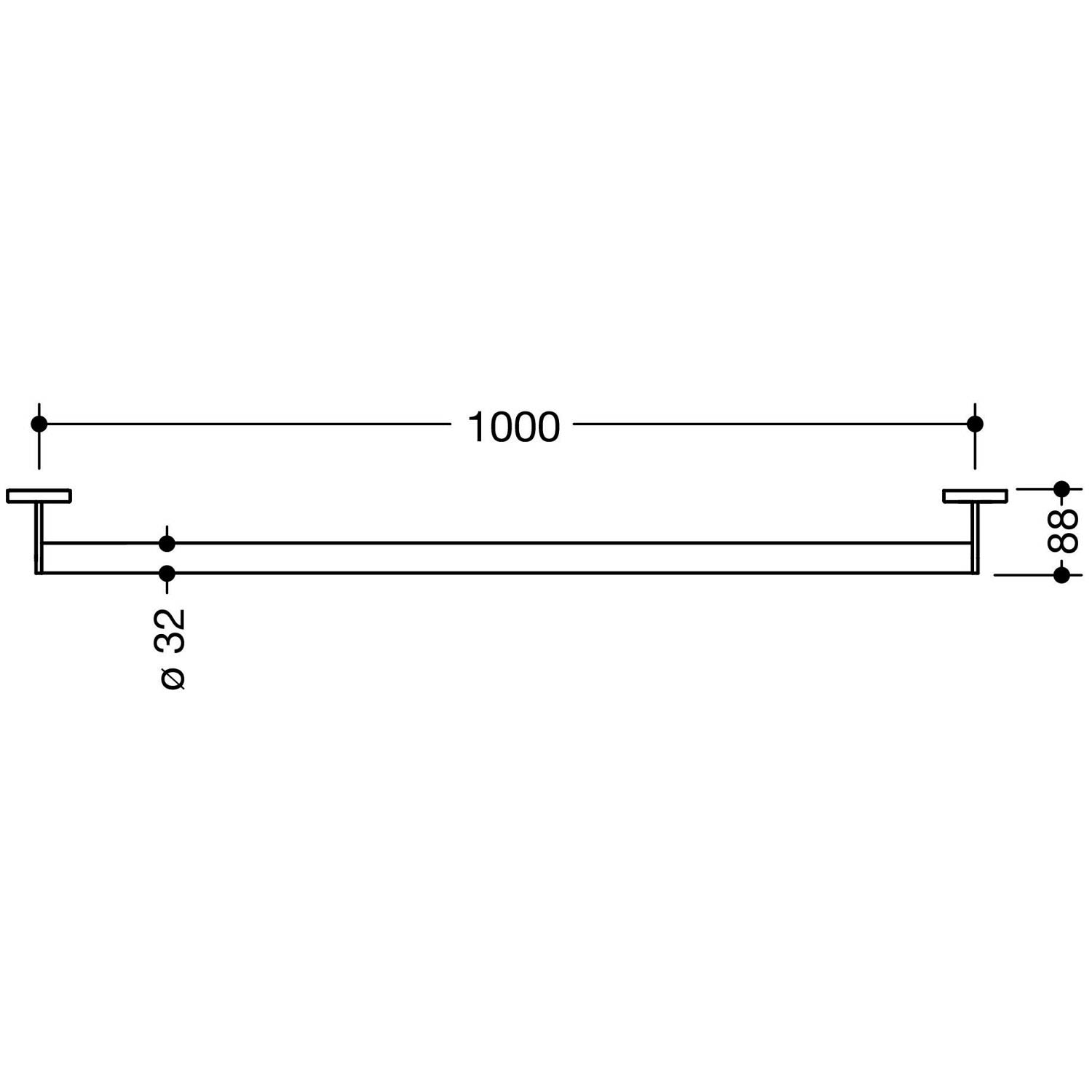 Hewi System 900 900.36.00760DC Barre d'Appui Noir 1000mm 3