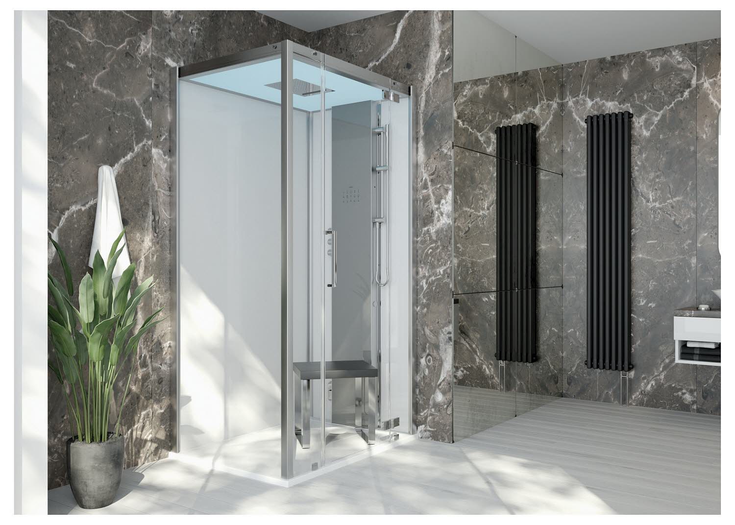HOESCH SensePerience Dampfbad 140 x 90 cm für Ecke rechts mit Duschwanne mit Antirutsch, Sauna / Dampfbad, 531421.010550, weiß