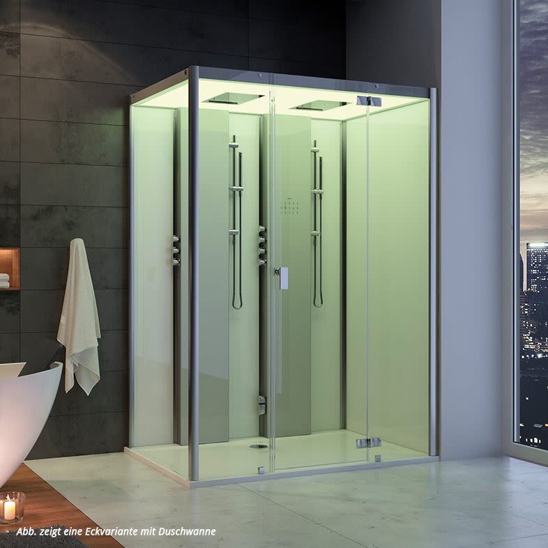HOESCH SensePerience Dampfbad 180 x 100 cm für Ecke rechts, Duschwanne mit Antirutsch, Sauna / Dampfbad, 531381.010550, weiß