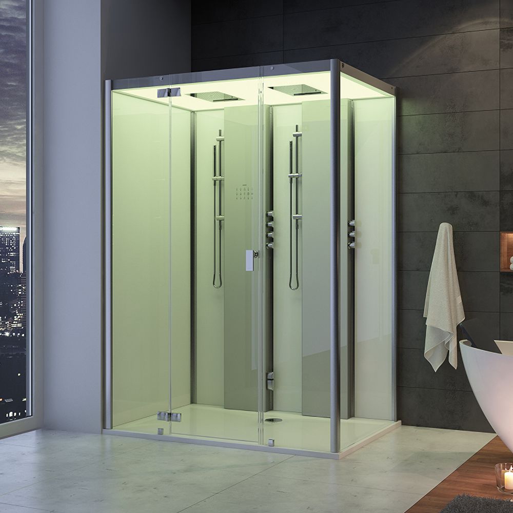 HOESCH SensePerience Dampfbad 180 x 100 cm für Ecke links, Duschwanne mit Antirutsch, Sauna / Dampfbad, 532381.010550, weiß