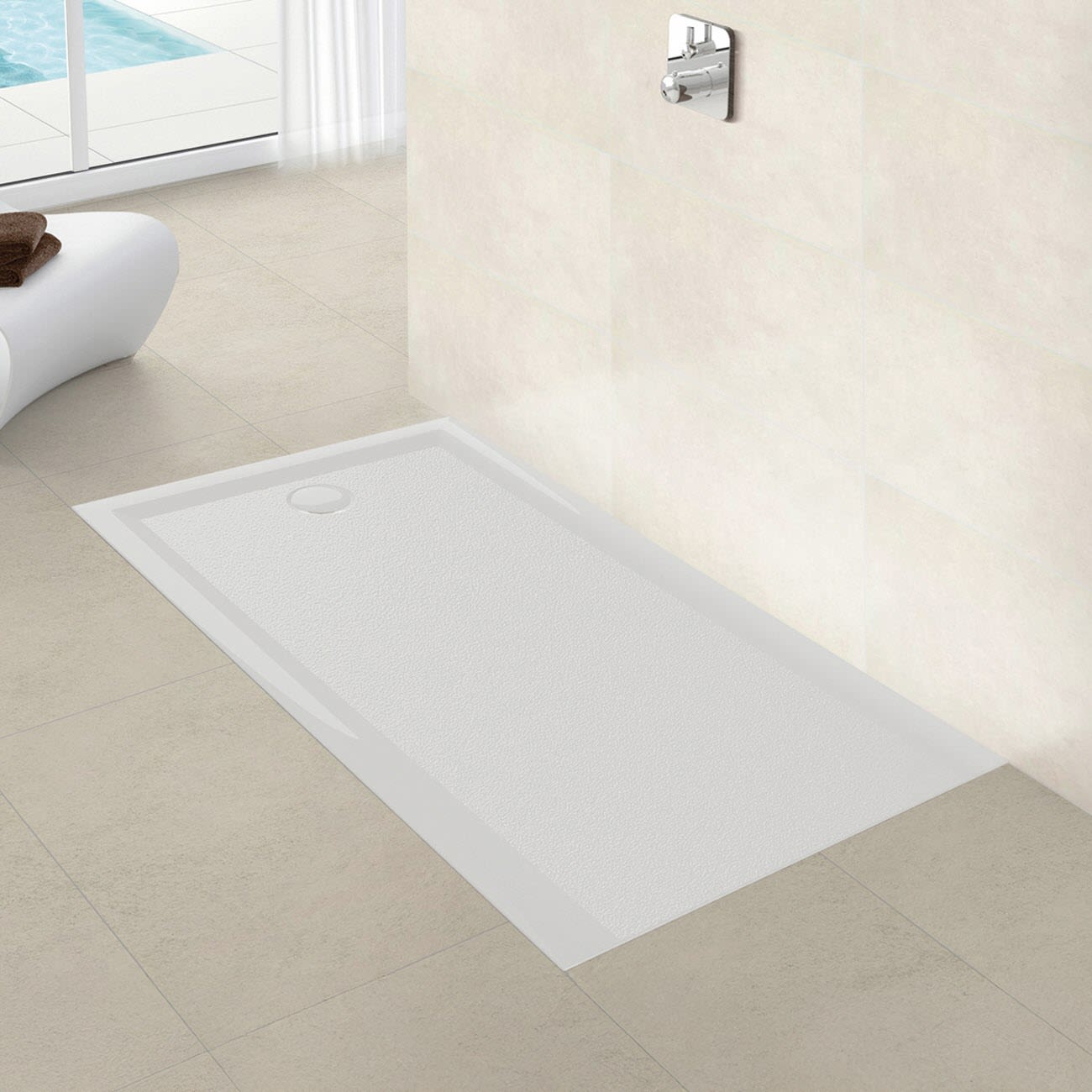 Hoesch Muna S Rechteckduschwanne 110 x 75 cm mit Antirutsch 4248.010, Duschwannen, weiß