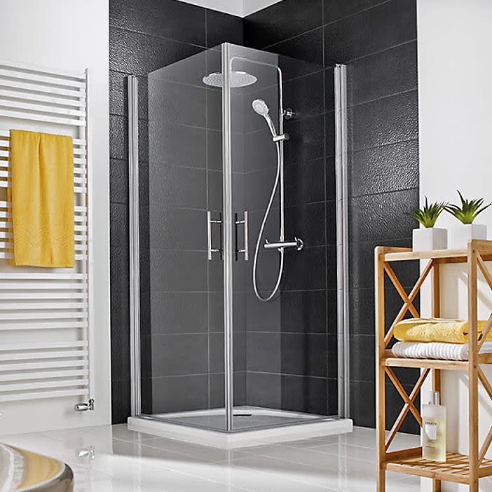 HSK Favorit Nova Eckeinstieg 2-teilig 90 x 90 x 195 cm 127018-01-50, Duschkabinen, aluminium silber matt 127018-01-50edelglas