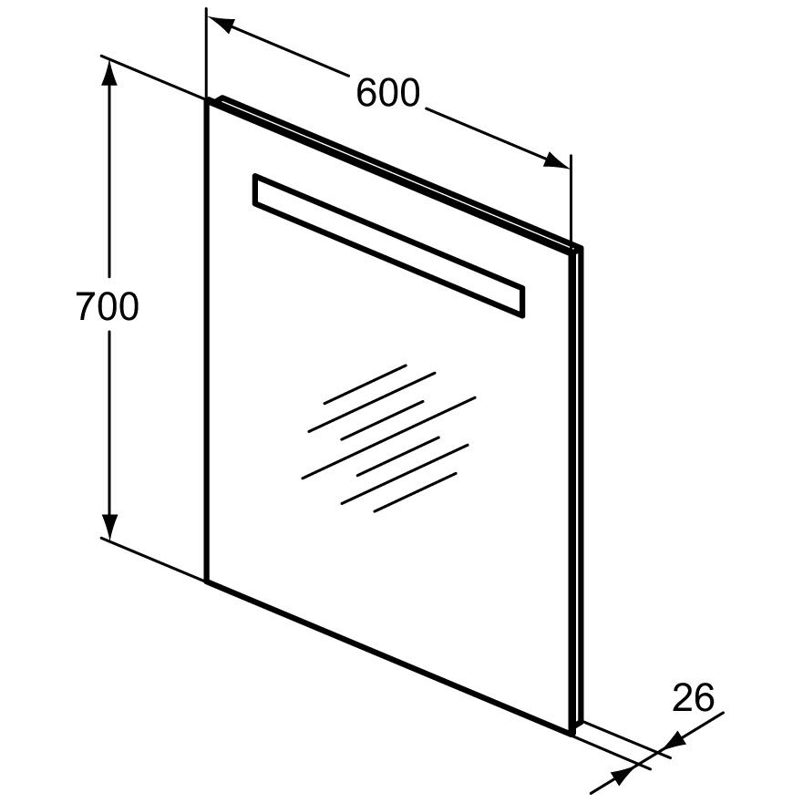 Ideal Standard & Lumière Miroir T3340BH 600 x 700 x 26 mm, avec éclairage, neutre 2