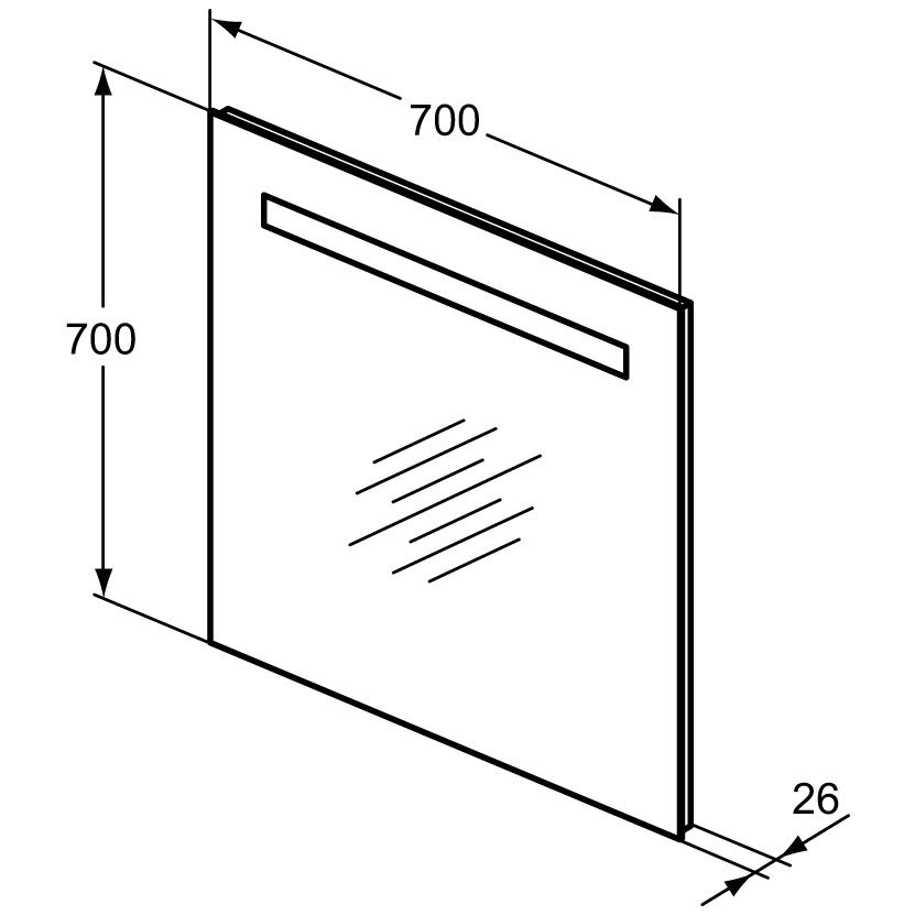Ideal Standard & Lumière Miroir T3341BH 700 x 700 x 26 mm, avec éclairage, neutre 2