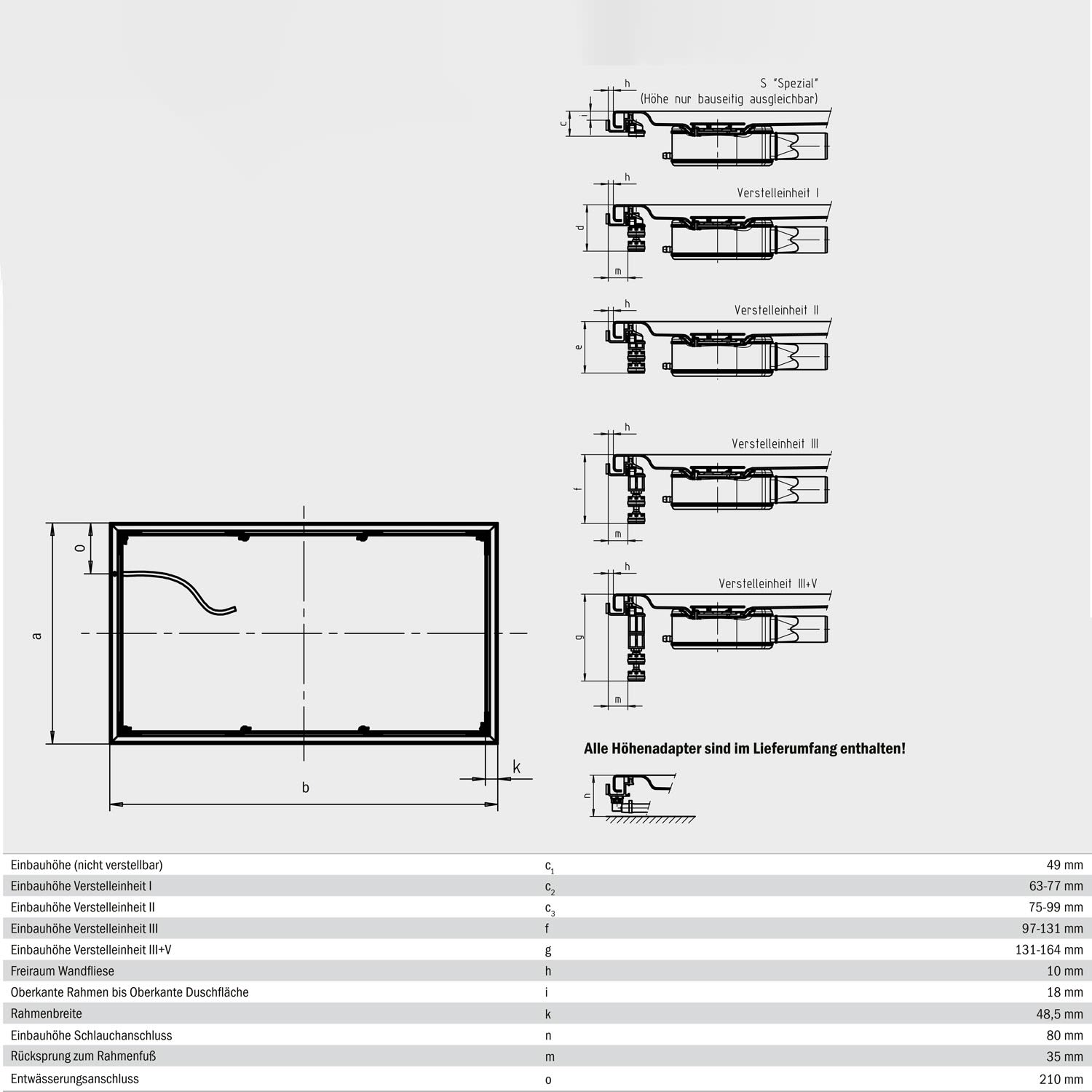 Kaldewei Einbausystemrahmen ESR Bodeneben 80 x 120 cm 4
