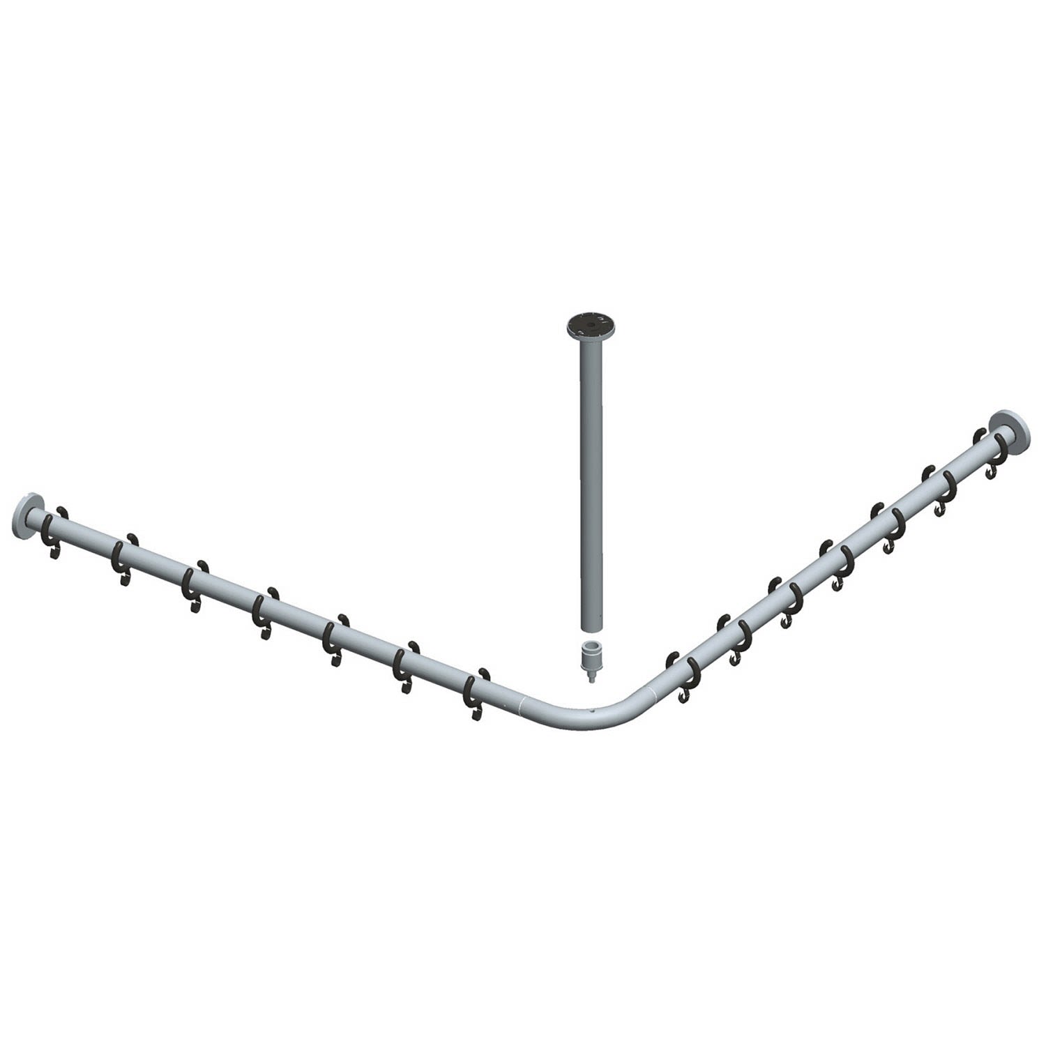 Keuco Tringle de rideau de douche set Plan 14936010800 pour douche carrée 80 x 80 cm, chrome