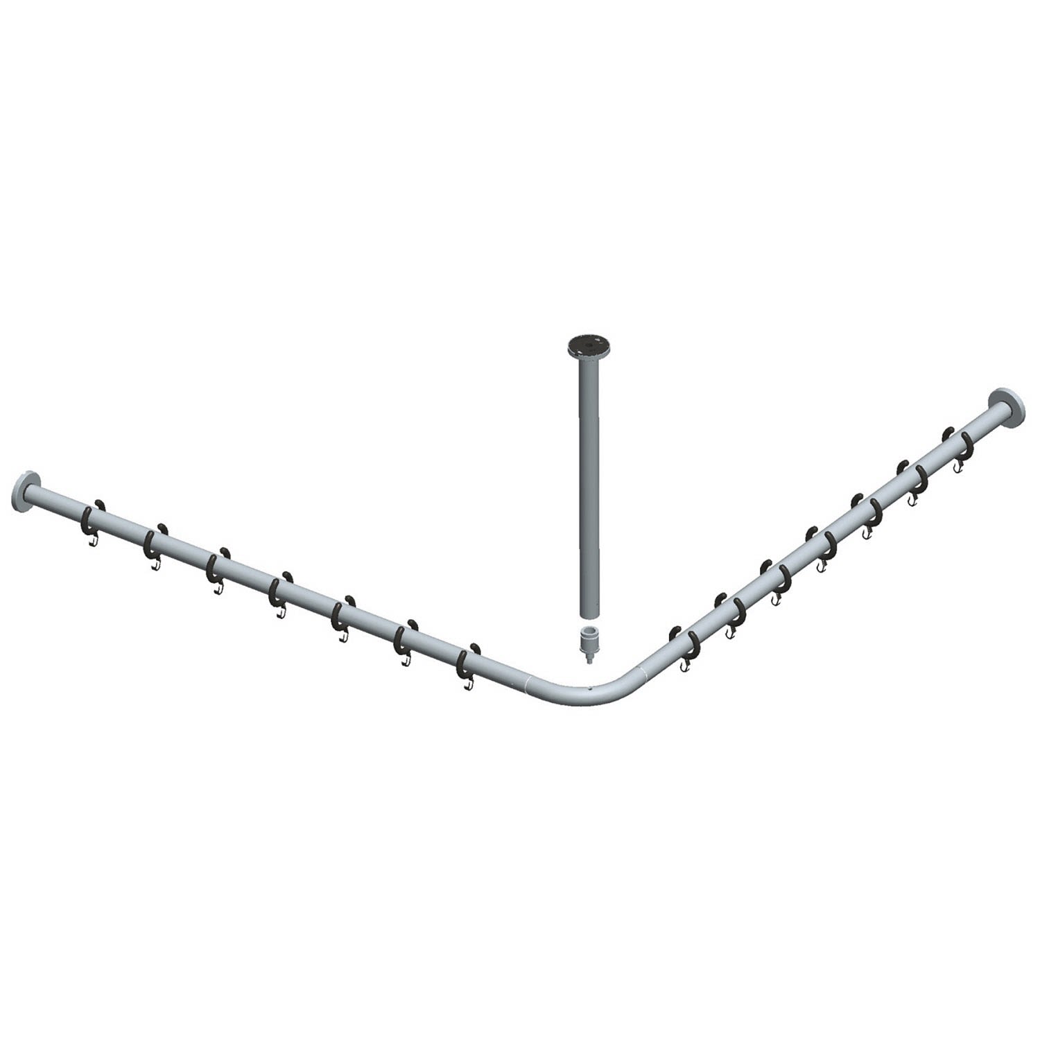 Keuco Tringle de rideau de douche set Plan 14937170900 pour douche 90 x 90 cm, aluminium argent anodisé