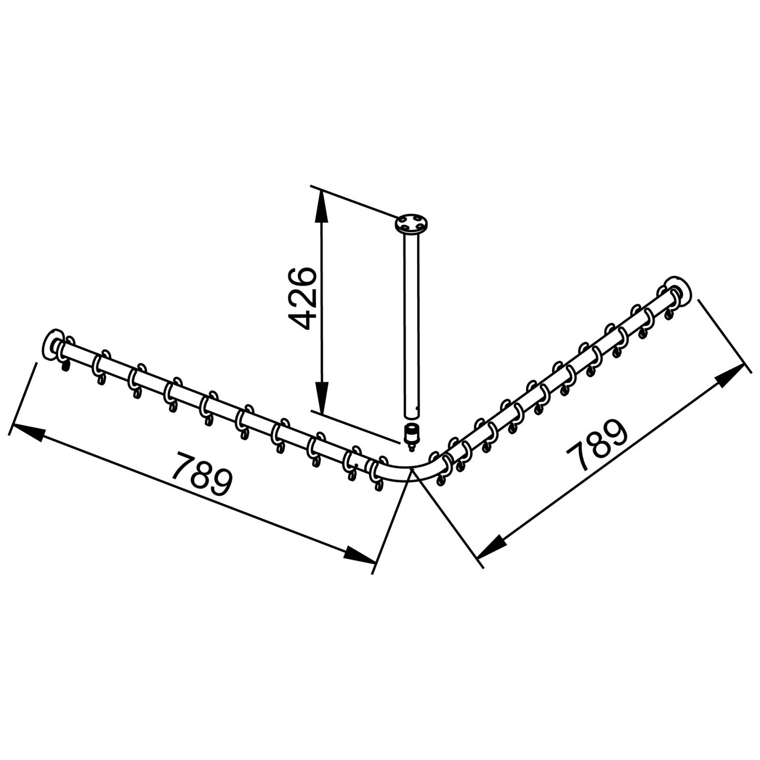 Keuco Tringle de rideau de douche set Plan 14936010800 pour douche carrée 80 x 80 cm, chrome 2