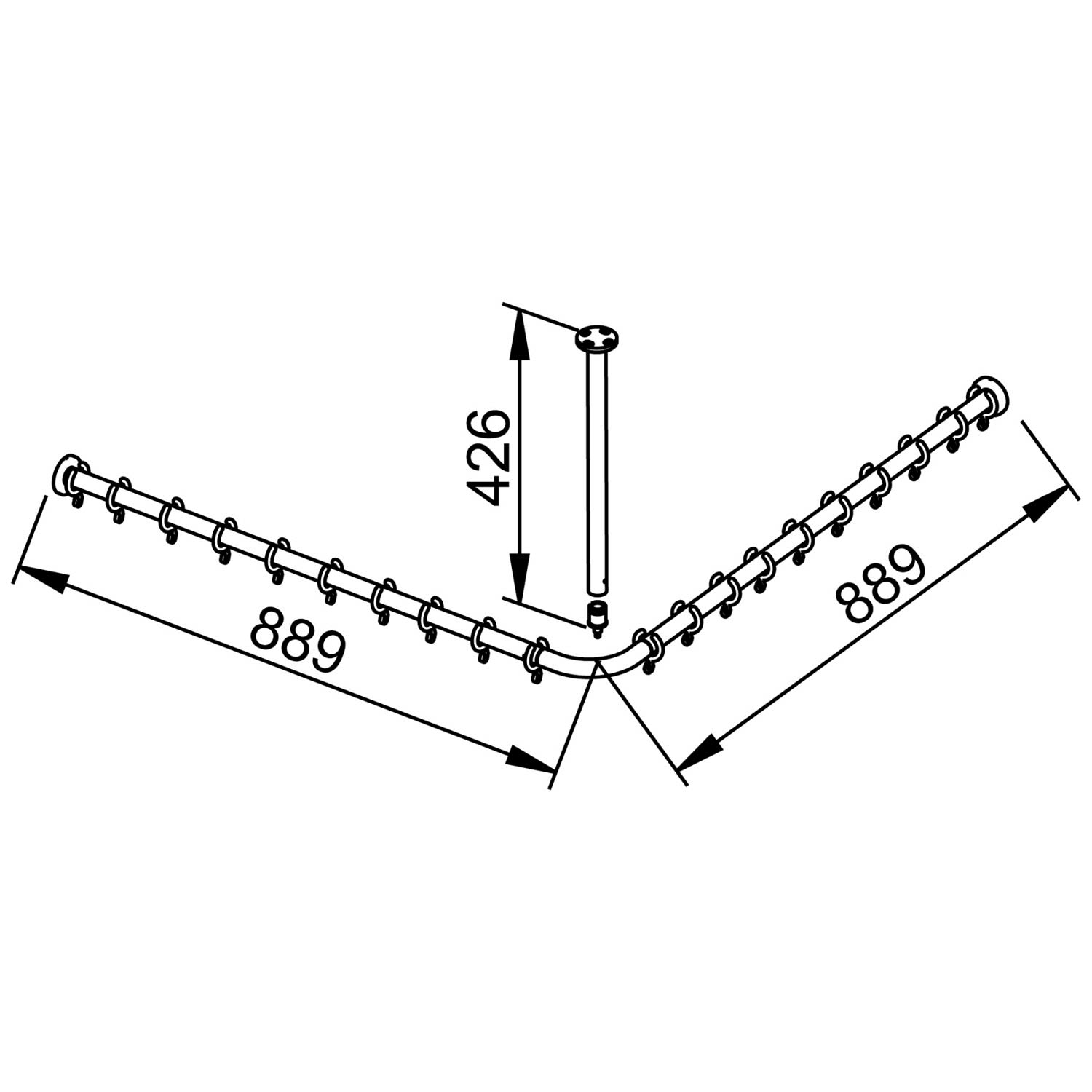Keuco Tringle de rideau de douche set Plan 14937170900 pour douche 90 x 90 cm, aluminium argent anodisé 2