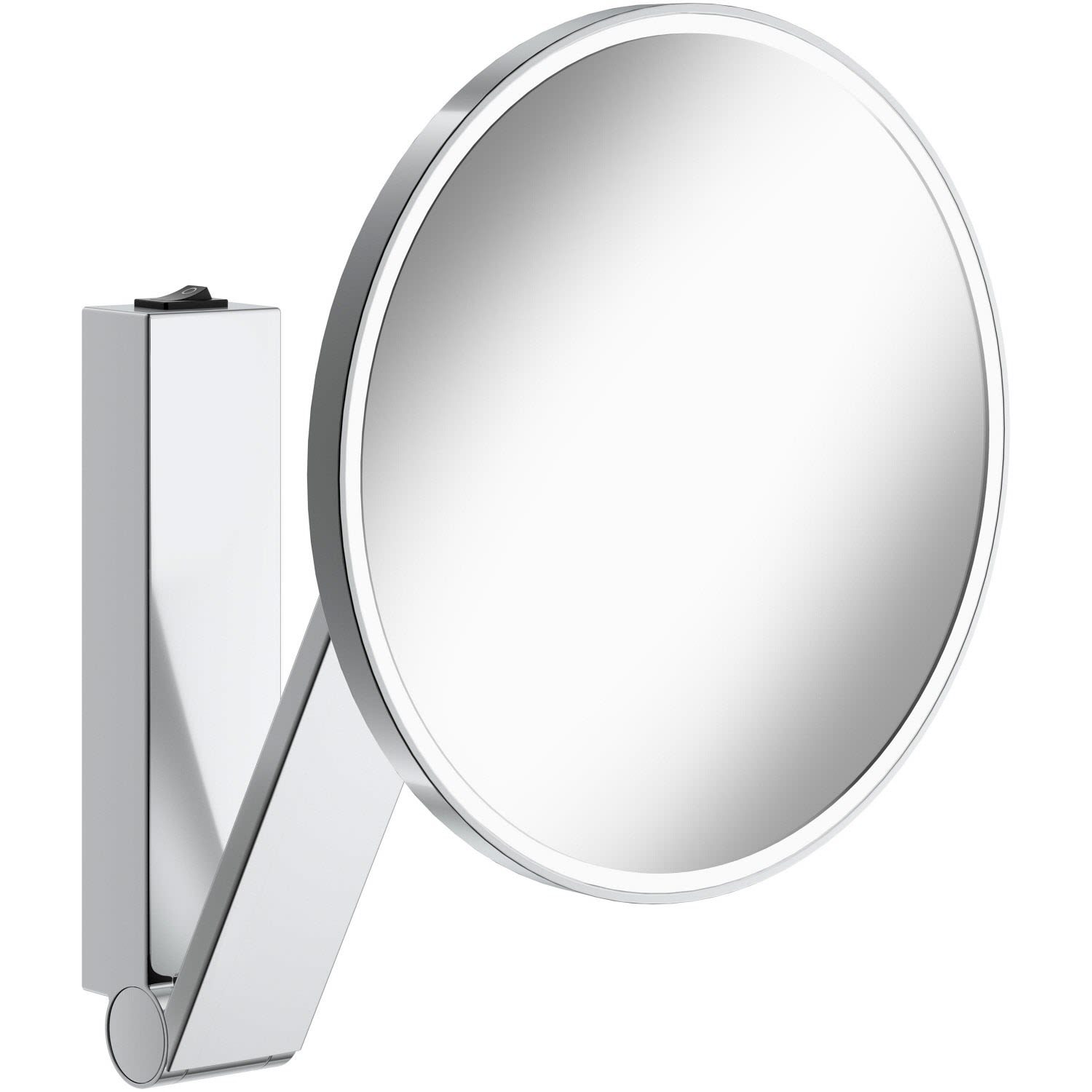 Miroir cosmétique Keuco iLook_move 17612179004, grossissement x5, finition aluminium, mural, éclairé, Ø 212 mm