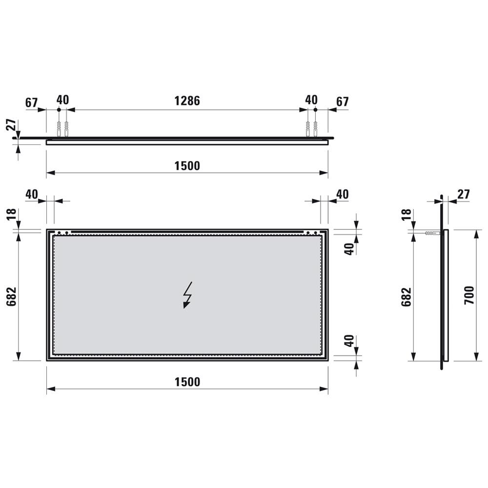 LAUFEN Frame 25 Miroir H4474099001441 1500x700x20 mm, sans éclairage, avec Cadres 2