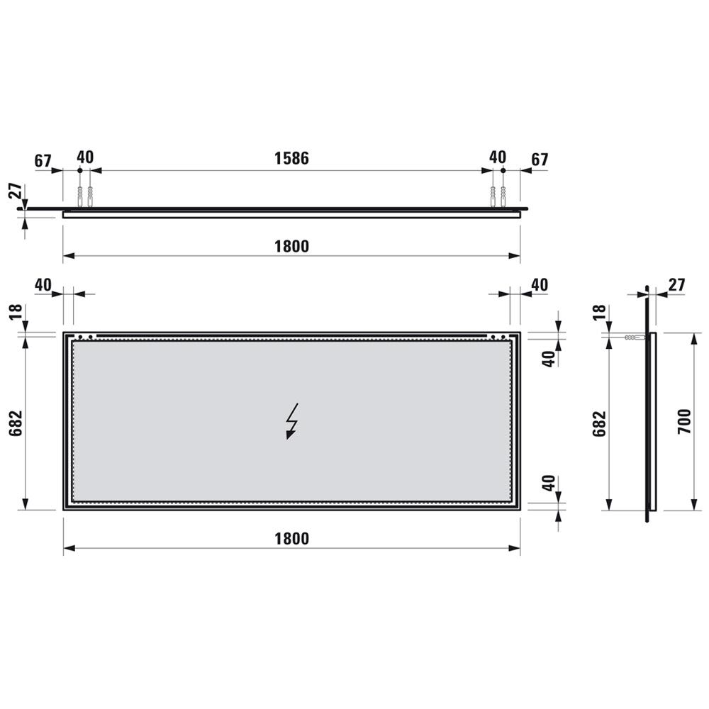 LAUFEN Frame 25 Miroir H4474109001441 1800x700x20 mm, sans éclairage, avec Cadres 2