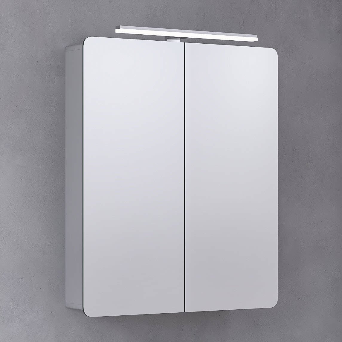 Megabad Profi Collection Megabad House 2.0 Spiegelschrank Comfort LED 65 cm mit 2 Türen MBJO126112010-0190, Badmöbel, aluminium